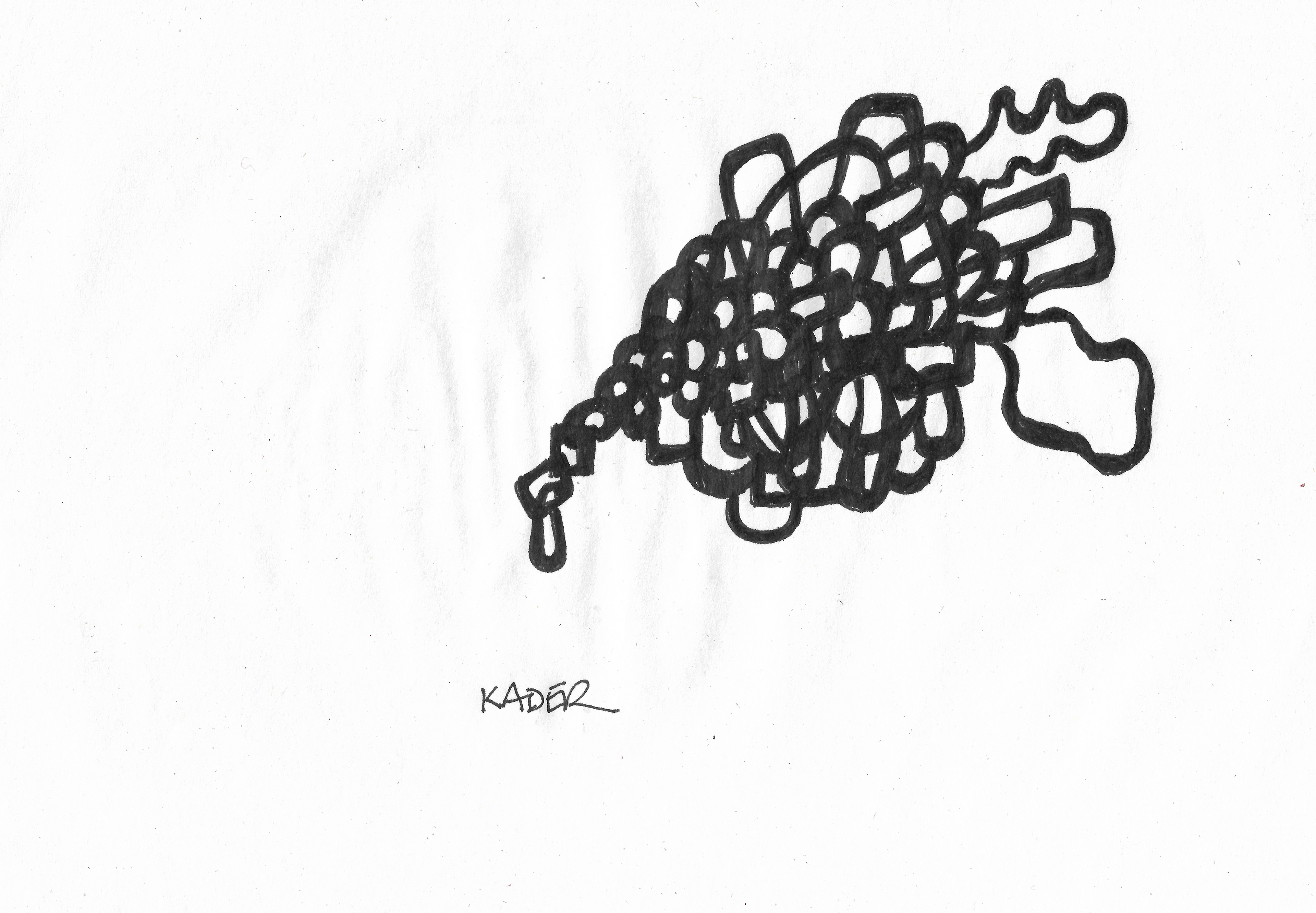 Destiny // Drawing in ink pen on second pulp paper, 28x20 cm, 2023