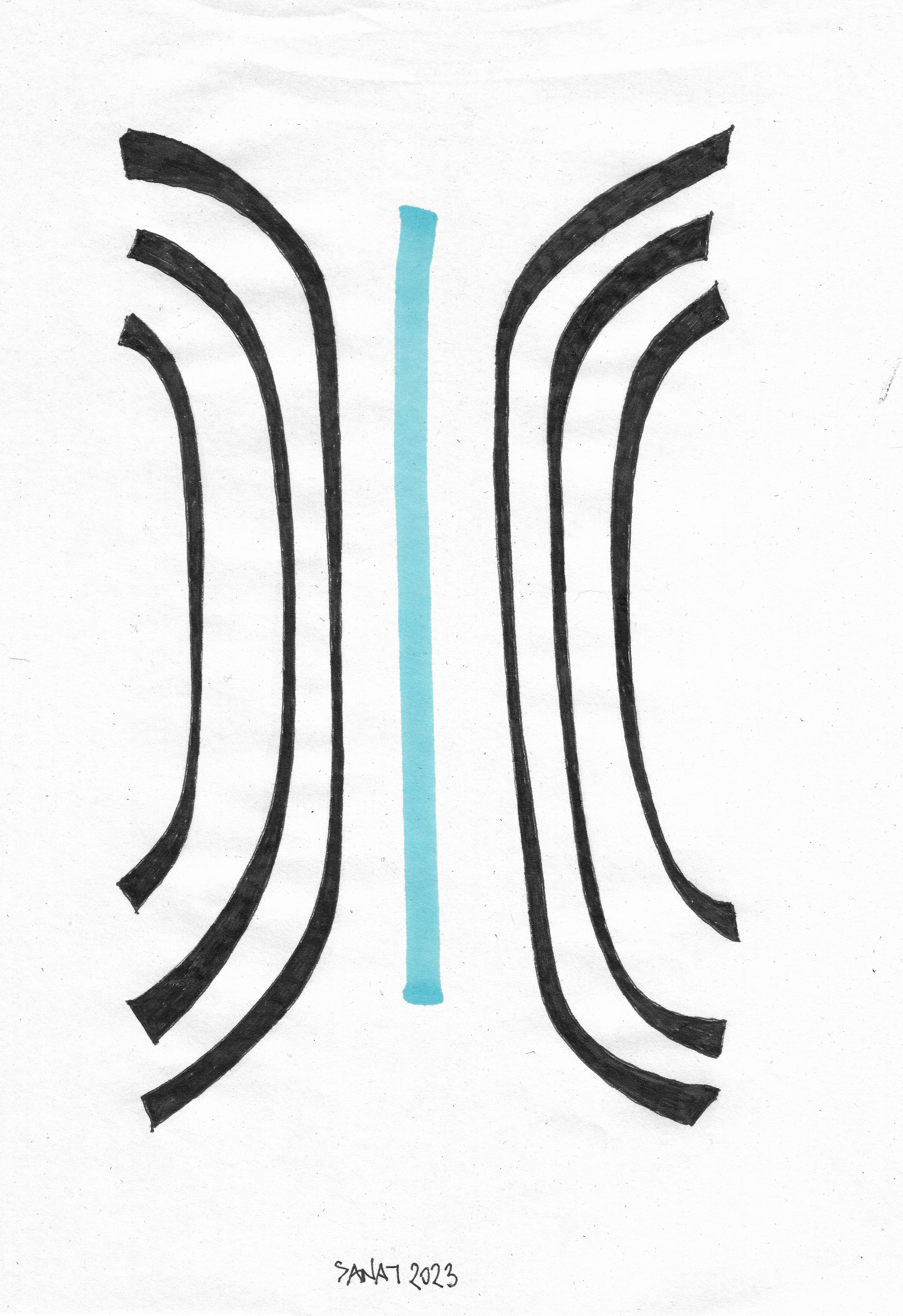 Existence Line of Water // Drawing in ink pen on second pulp paper, 20x28 cm, 2023 