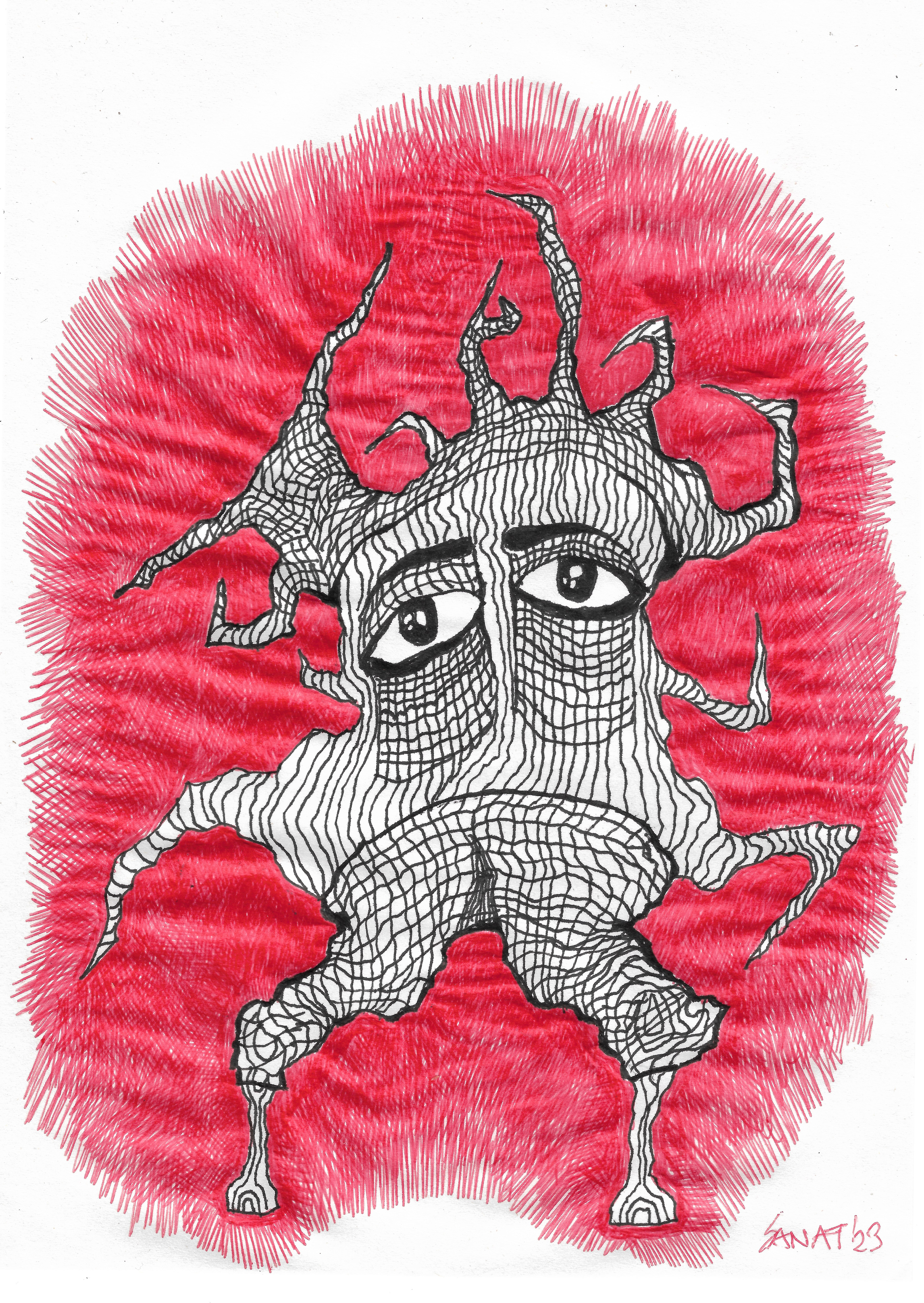 The Joker Animal Inside Me // Drawing in ink pen on second pulp paper, 20x28 cm, 2023