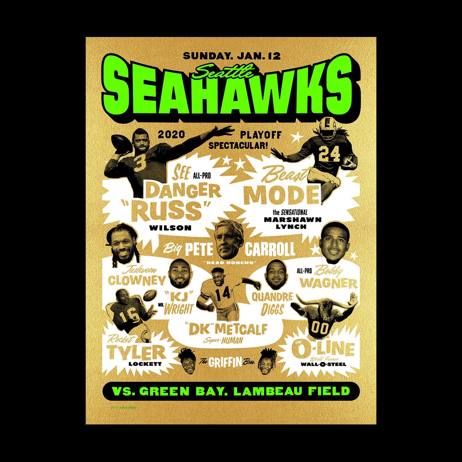 Seattle Seahawks Gameday Print (Mirror Foil) · Gnartoons by James