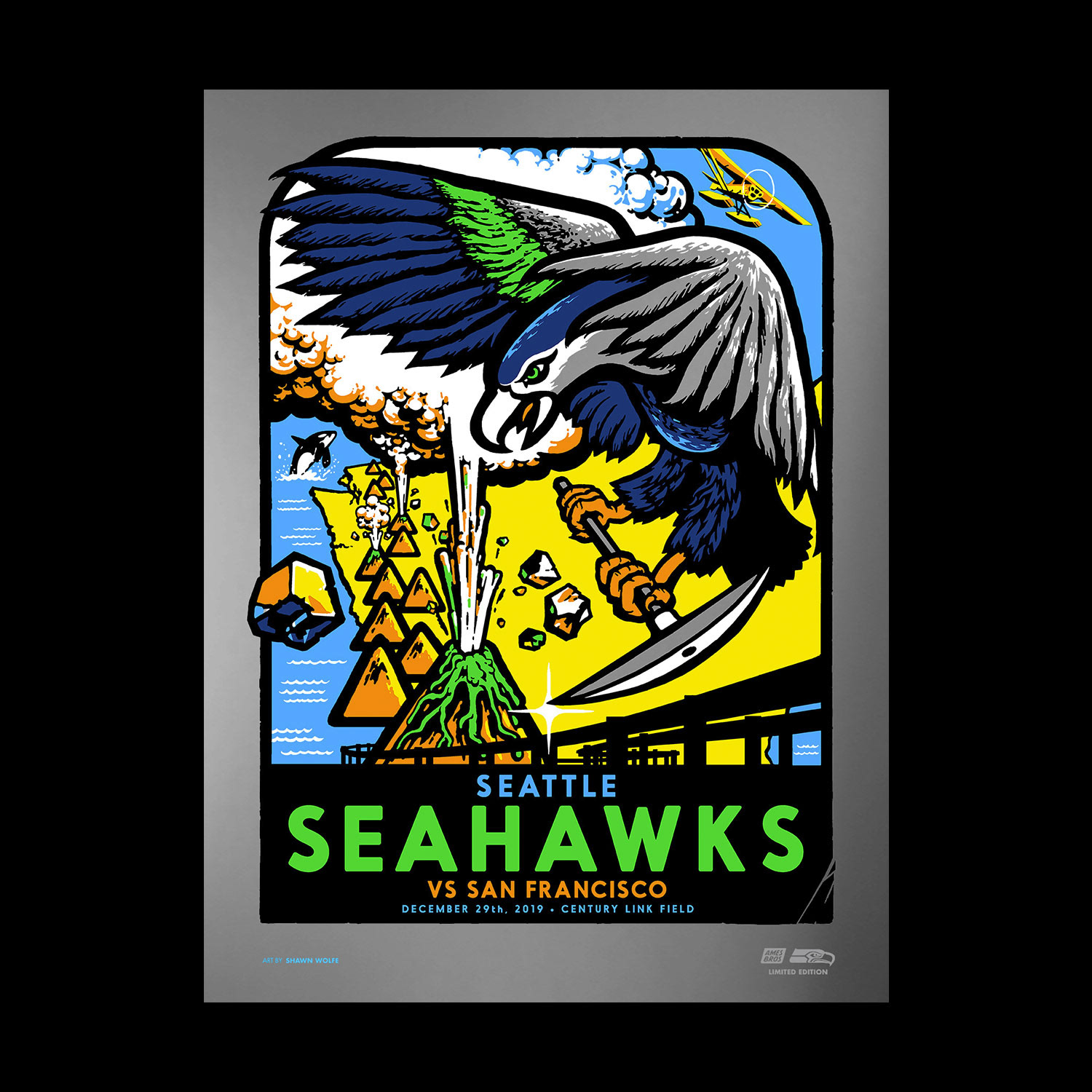 Seattle Seahawks Gameday Print (Mirror Foil) · Gnartoons by James