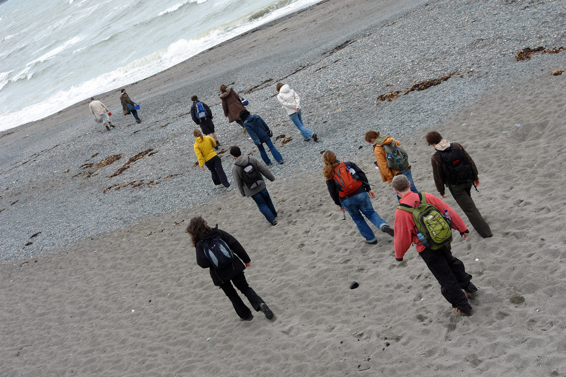 Crossing the beach at Aberystwyth