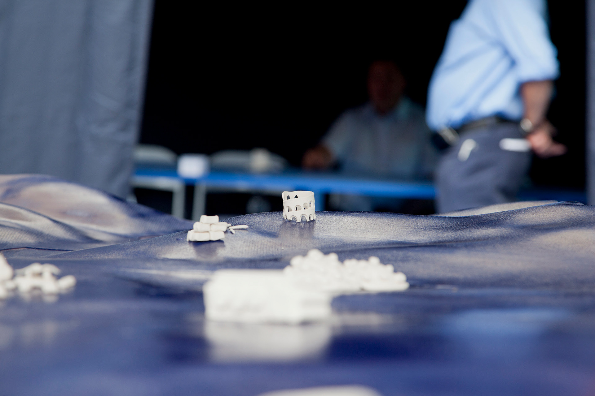 A view over the day’s model city towards the large workshop gazebo