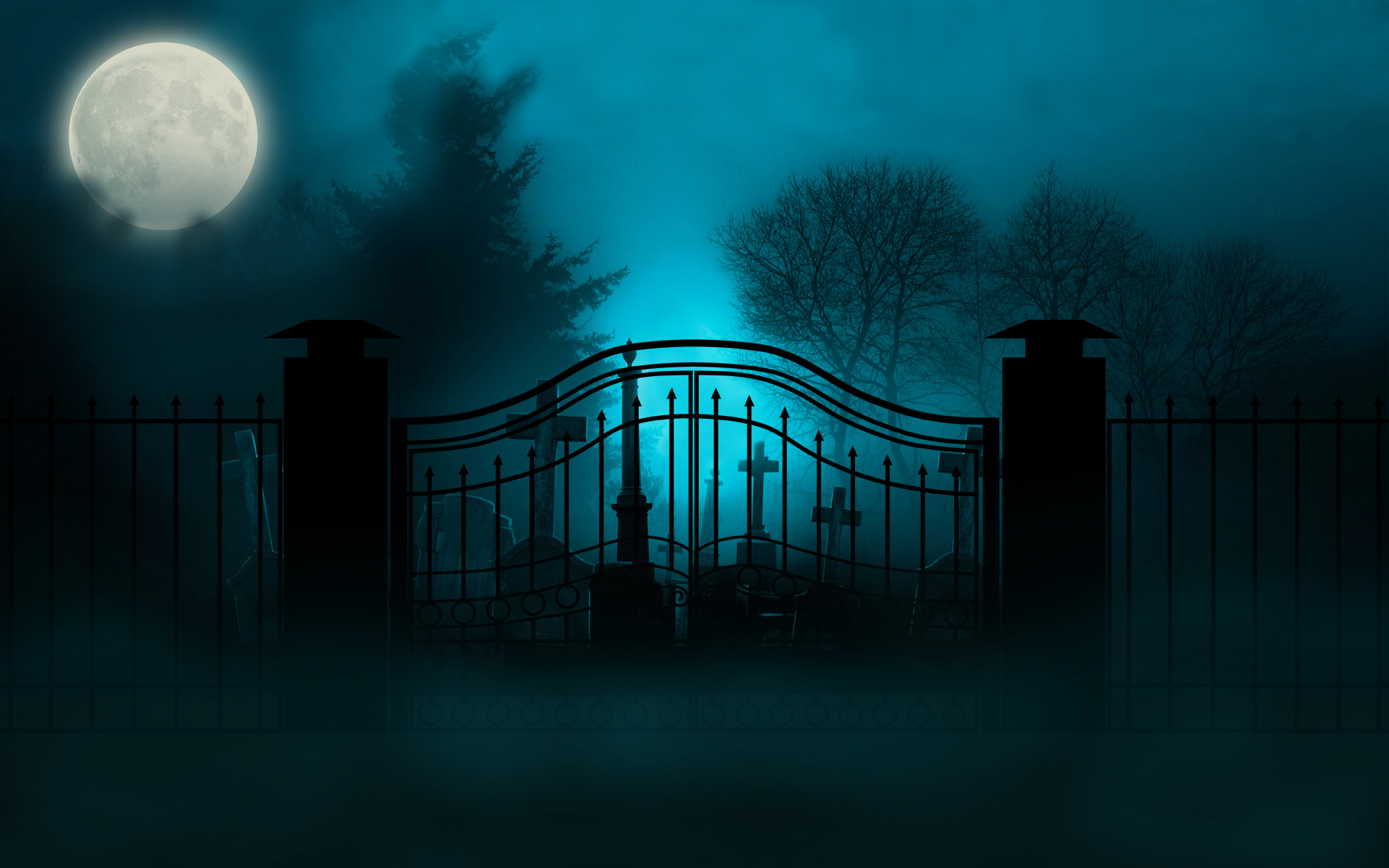 Image by Freepik, The moon, gate and fog were added by me in photoshop