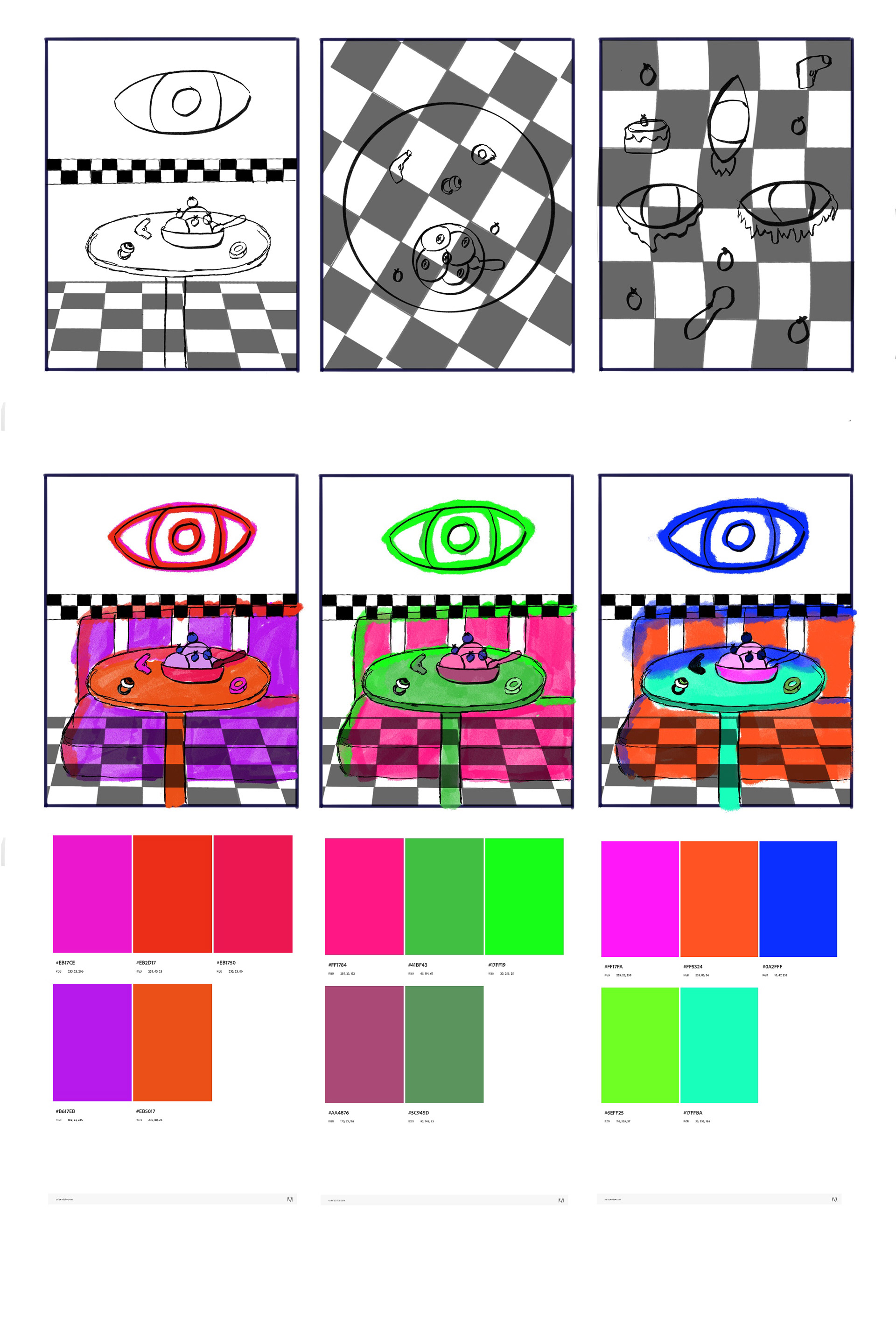 This is a color composition of the illustration for "No Blueberries"