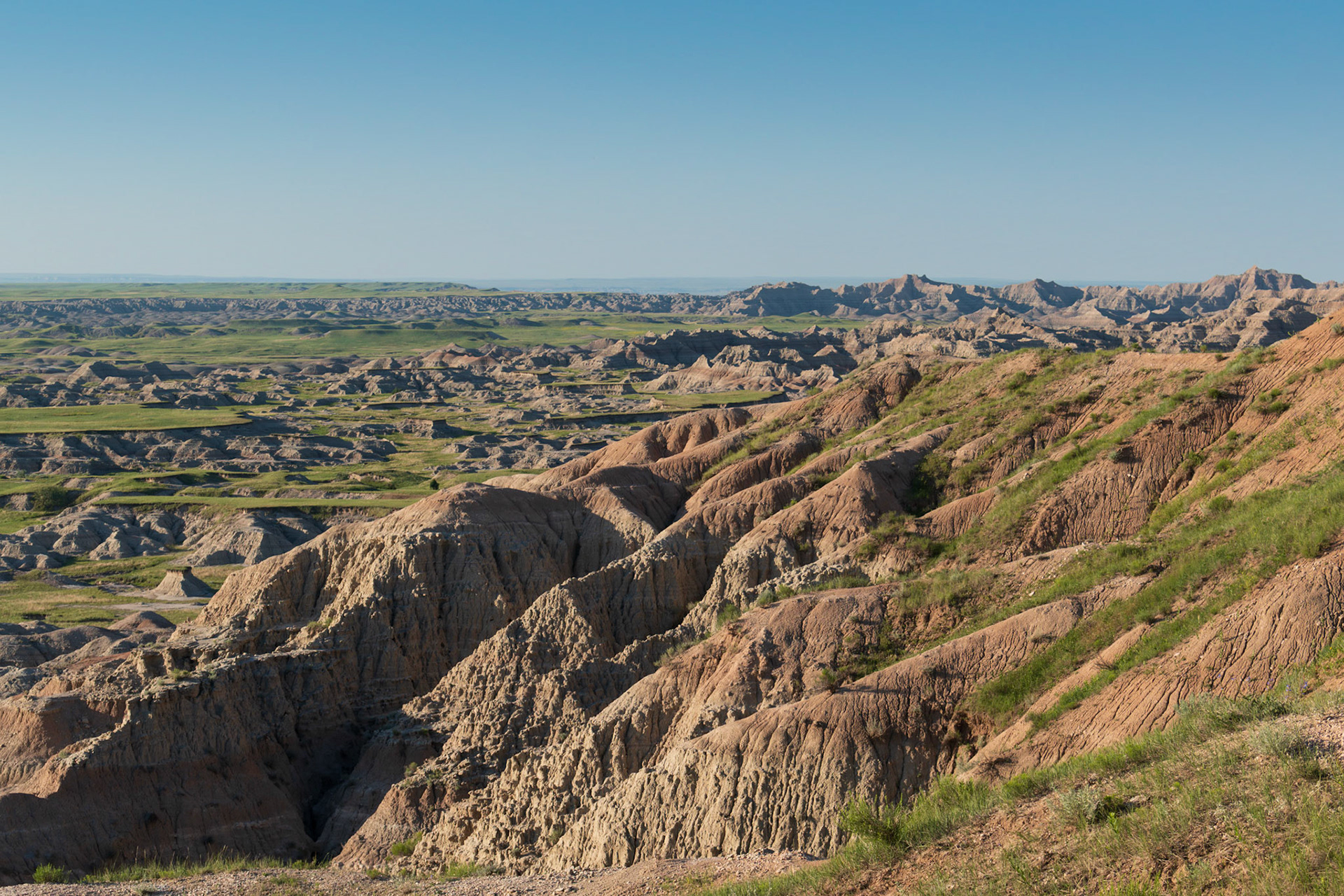 The Badlands with the morning light. Very close to the same location as the shadows from the night before.