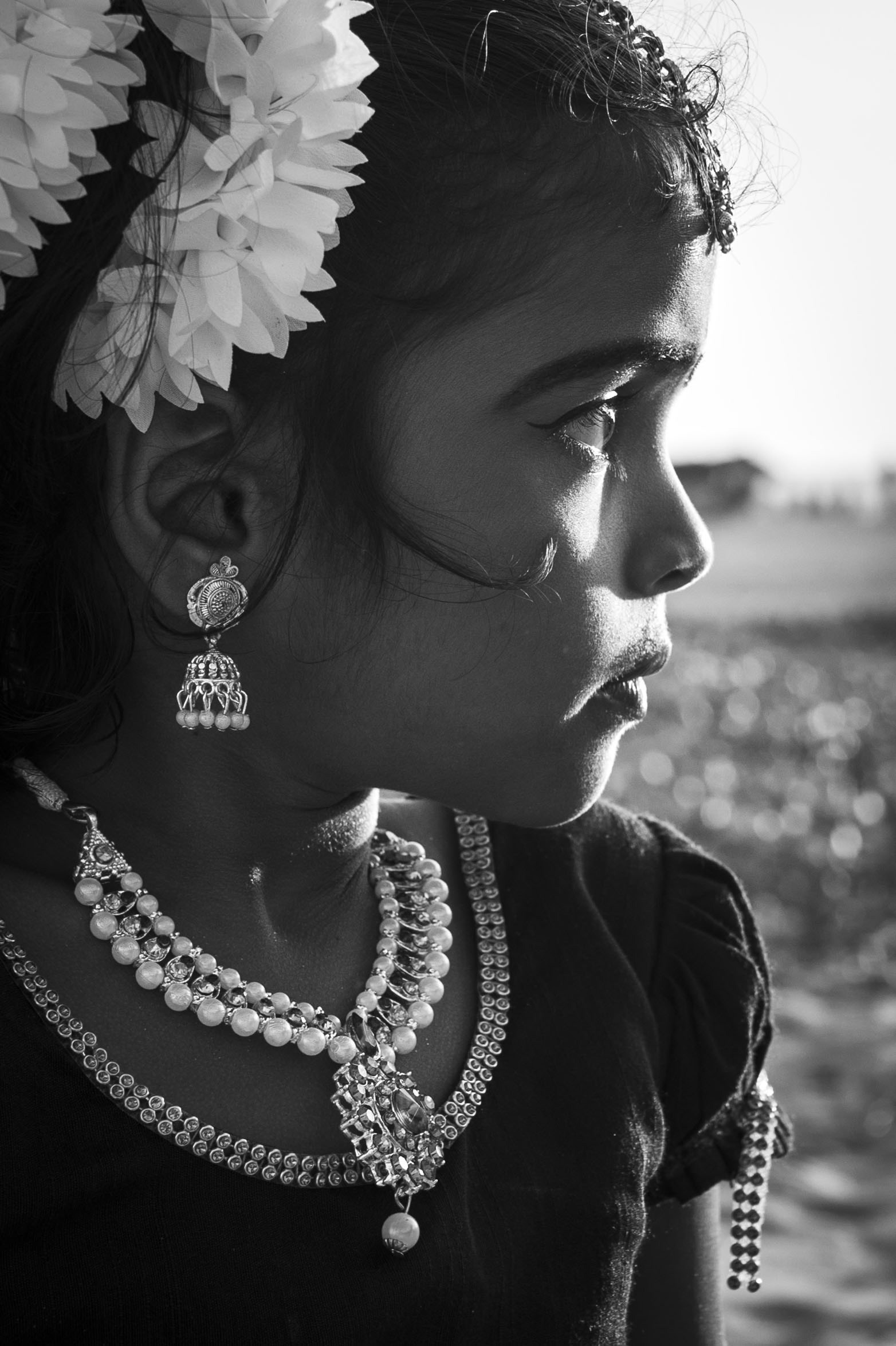 Young girl in traditional jewelry in Kerala, India
