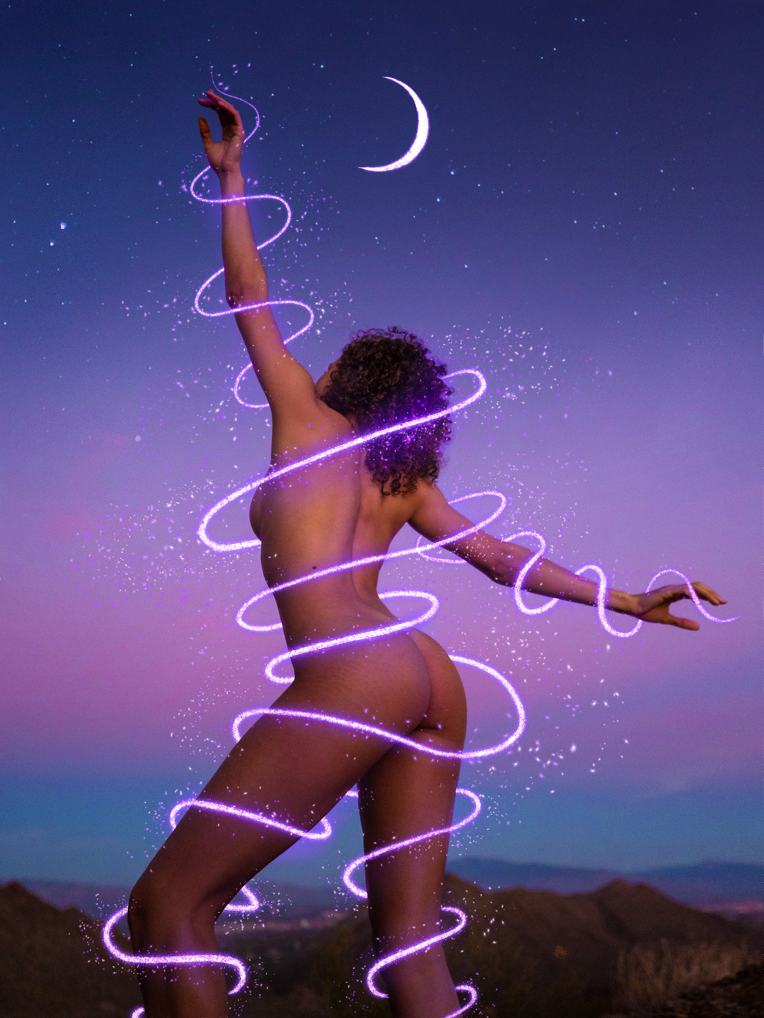 “Cosmic Dancer”; Digital; by India W. (photo taken by Noé); 2021