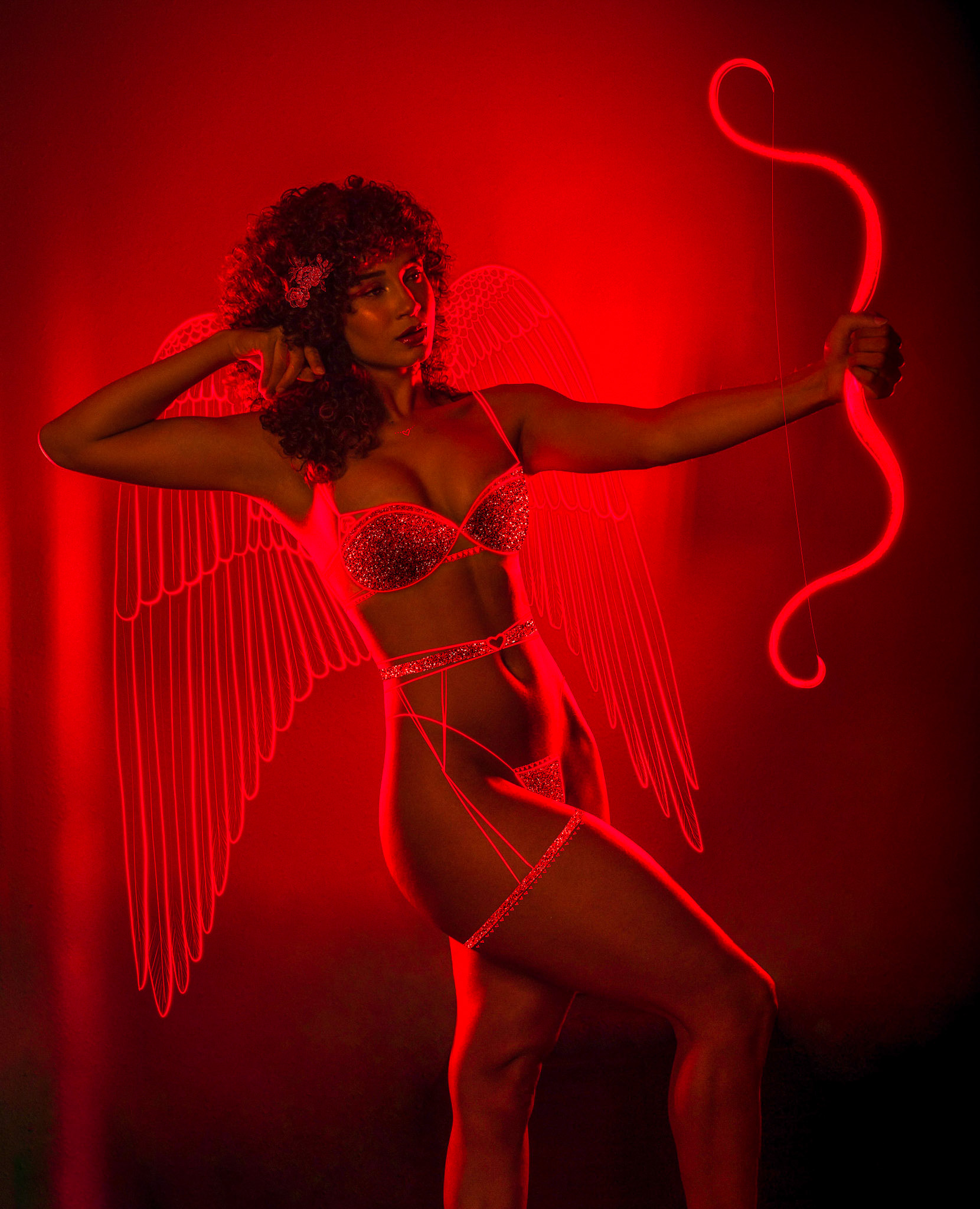 “Cupid’s Glow”; Digital; by India W. (photo taken by Noé); 2021