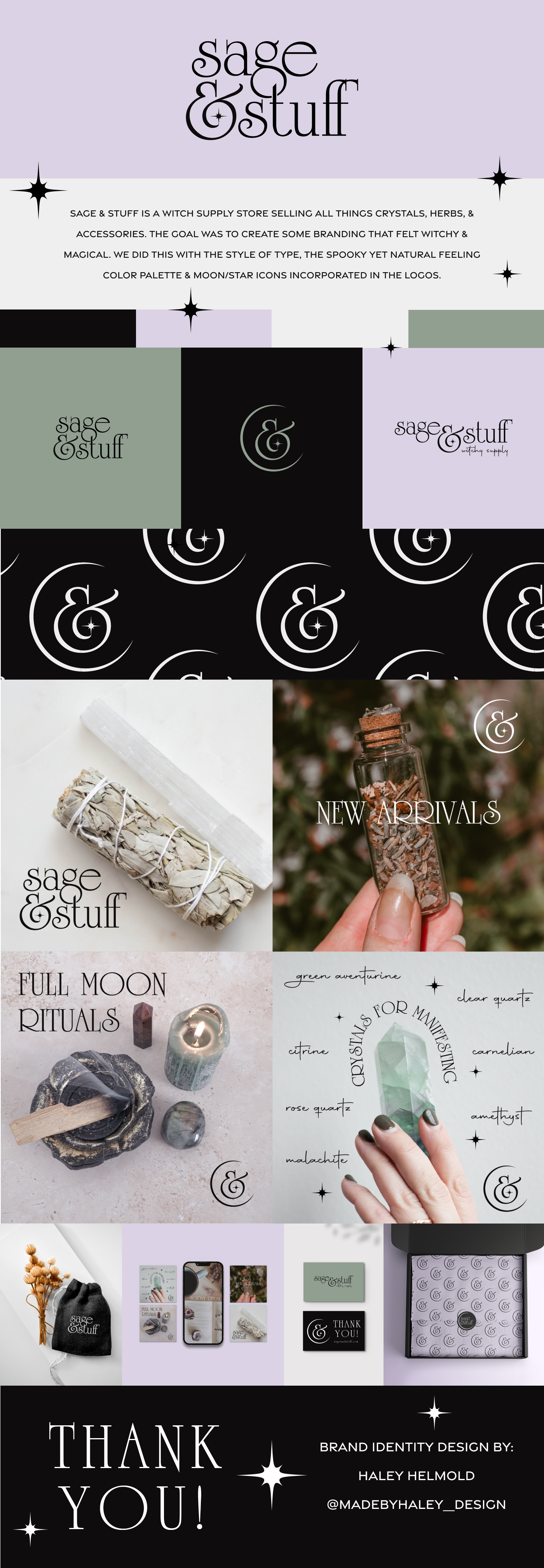 brand identity design for witch supply store, magical branding