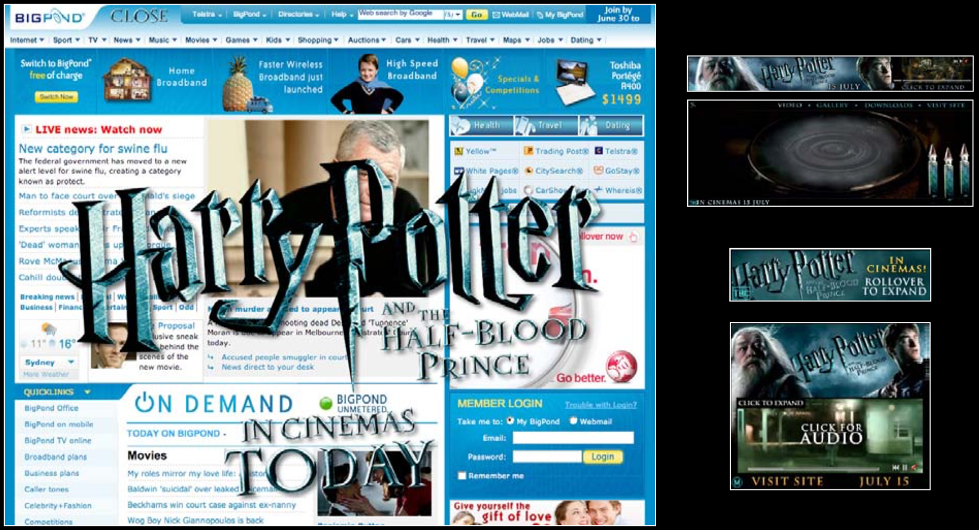 Extensive online campaign including home page takeover