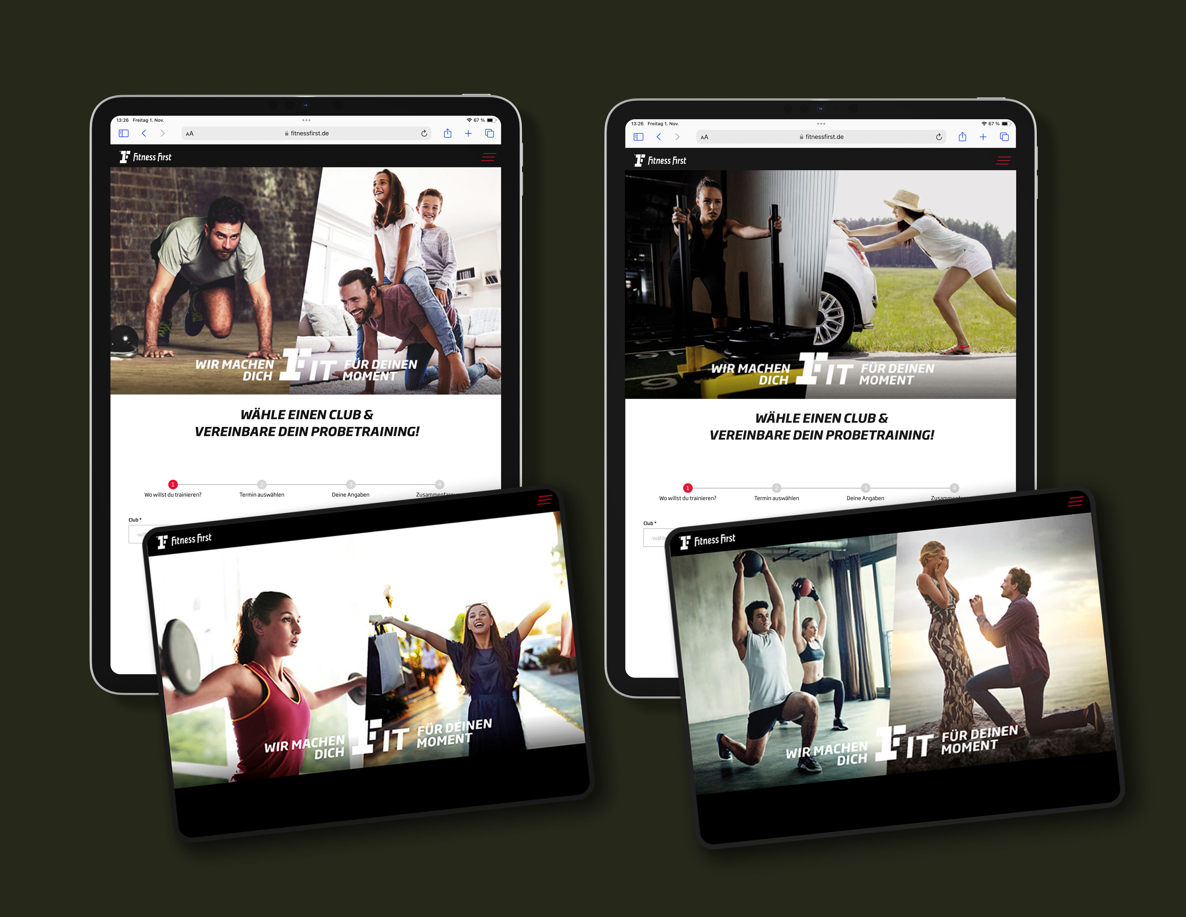 Kampagnenmotive der Fitnesskampagne „Wir machen dich fit!“ im Mock up