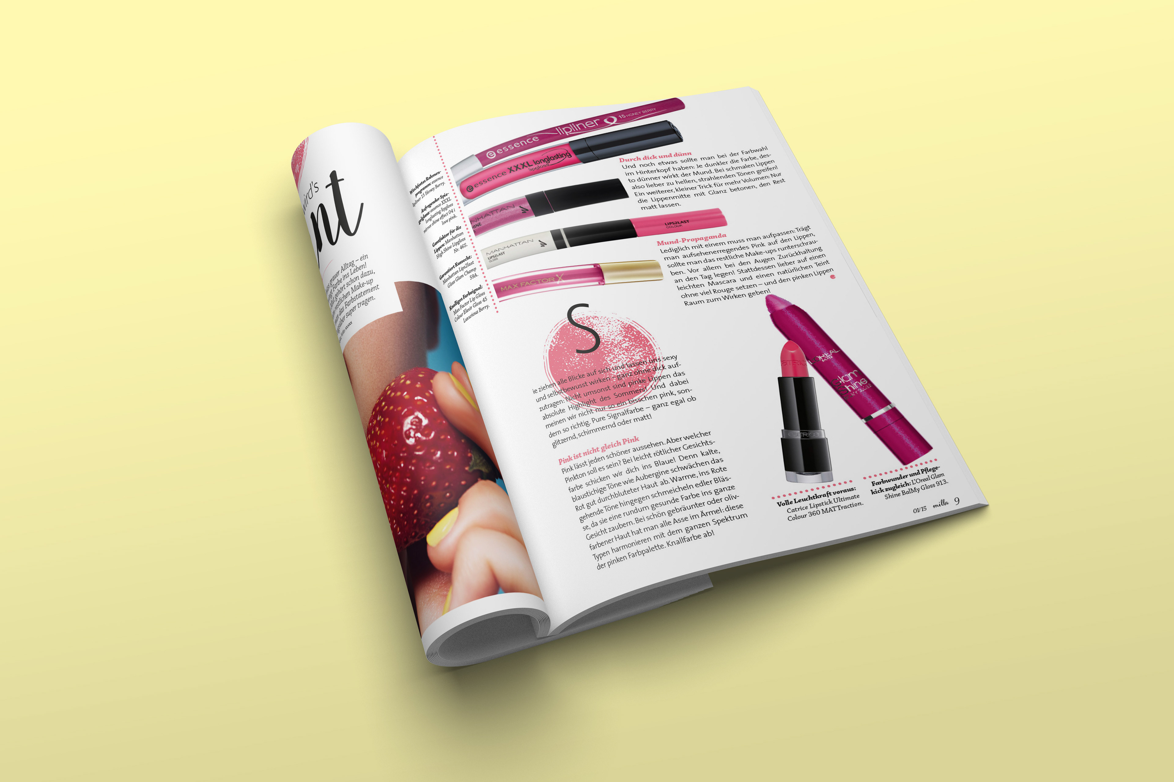Magazin Innenseite mit Detailansicht typografische Hierarchie im Layout