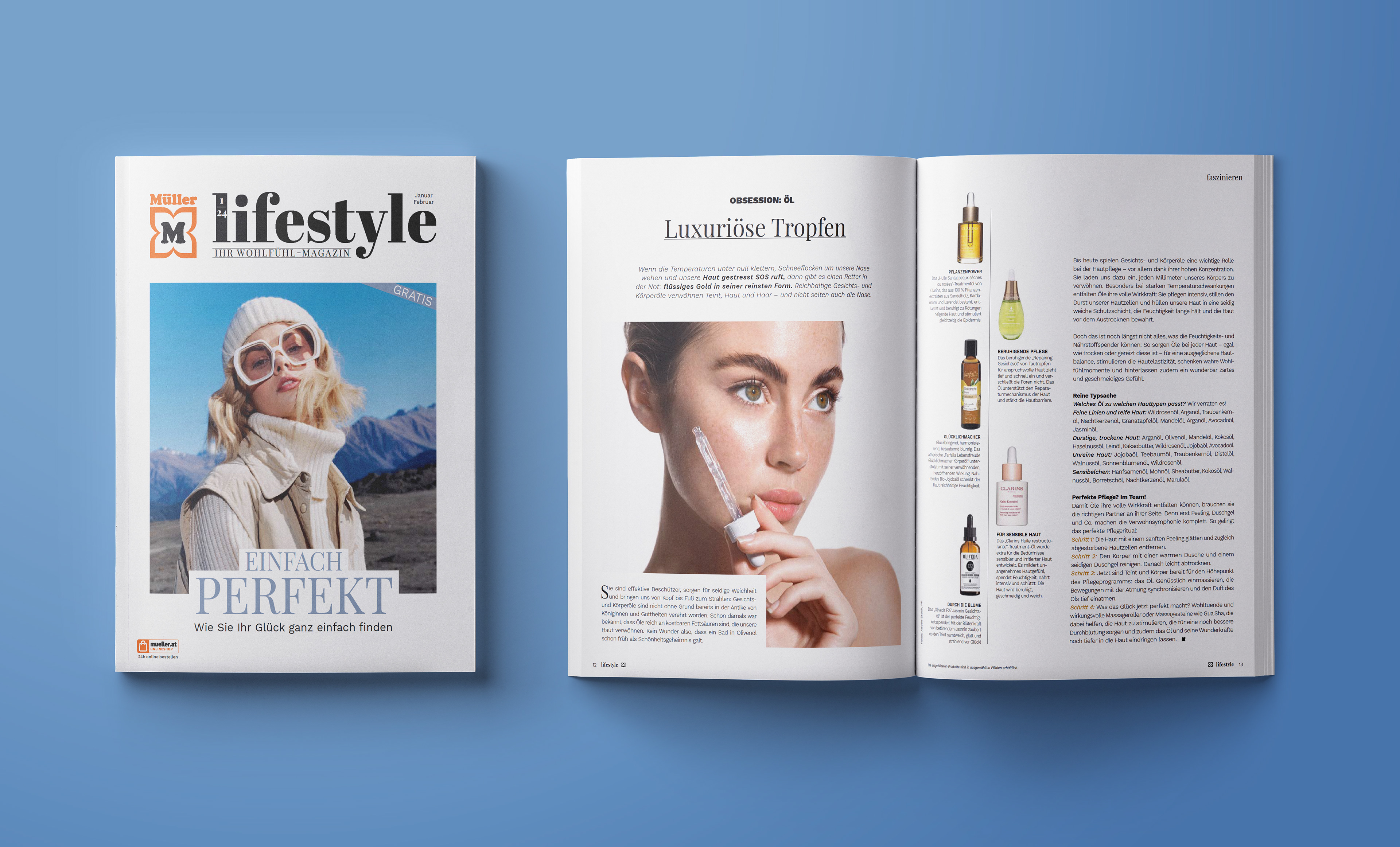 Magazincover mit Innenseiten „lifestyle“ mit typografischem Editorial Design und 