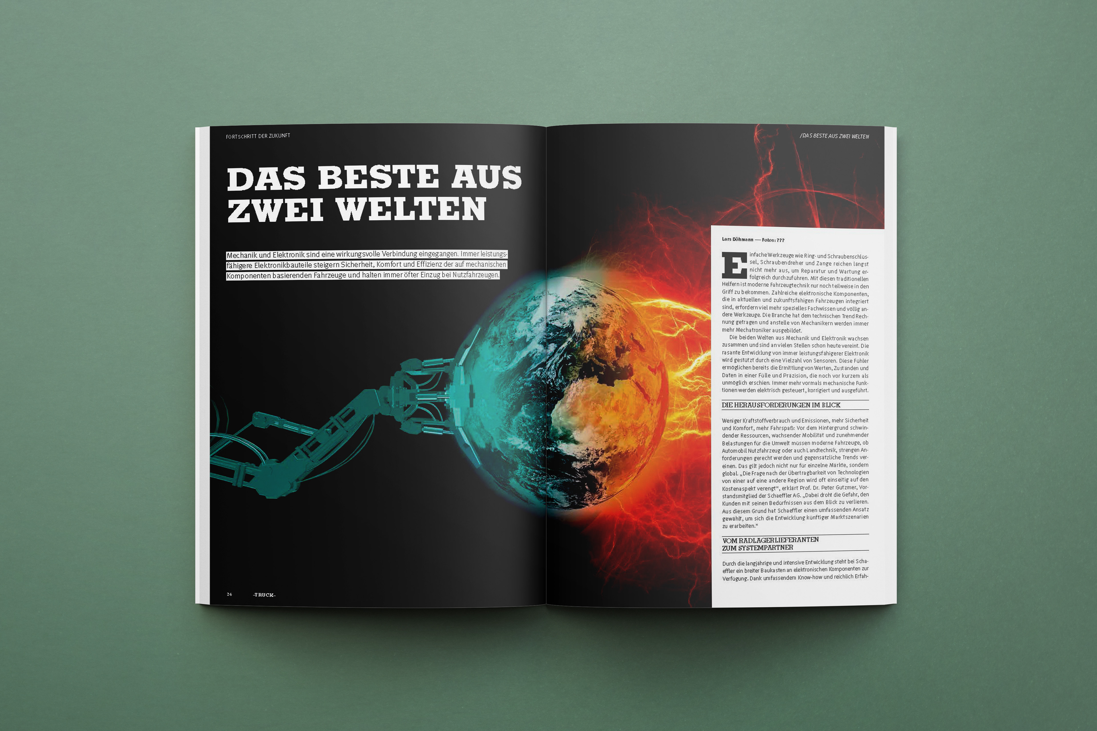 Editorial Doppelseite mit strukturierter Typografie