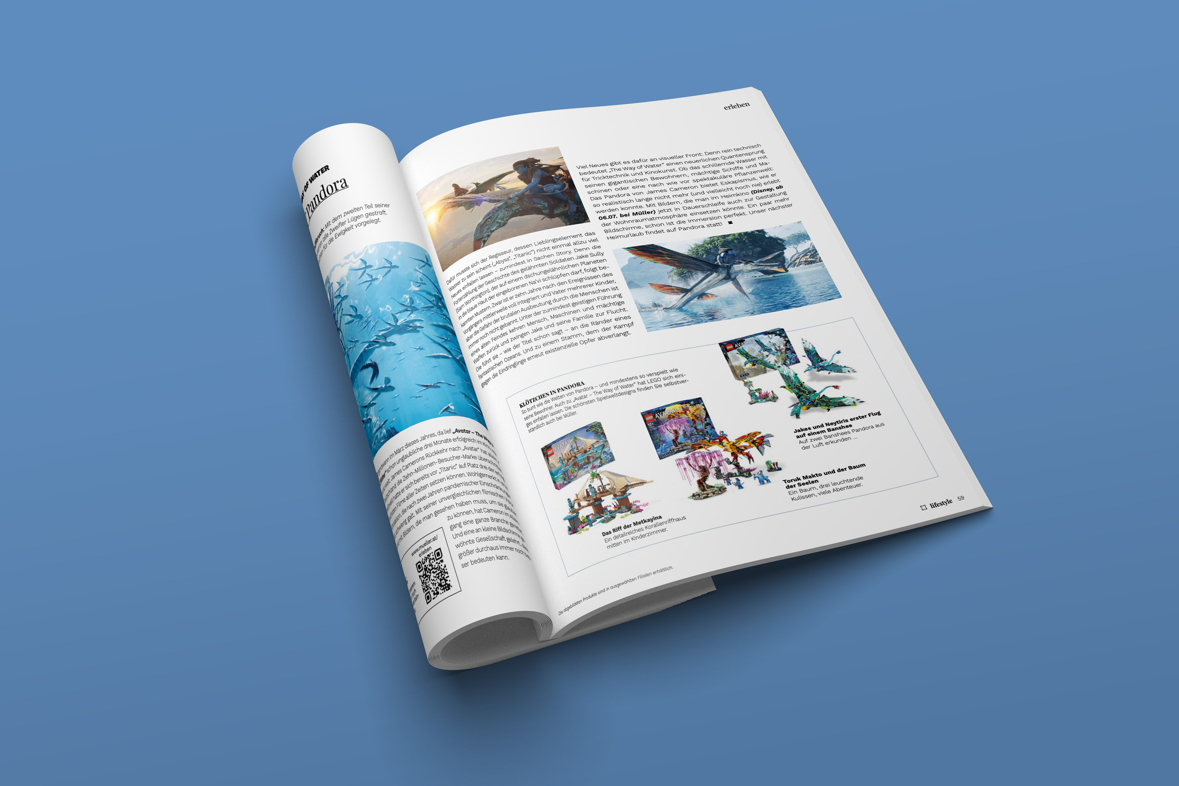 Magazininnenseite mit Text-Bild-Text-Kasten als Highlight