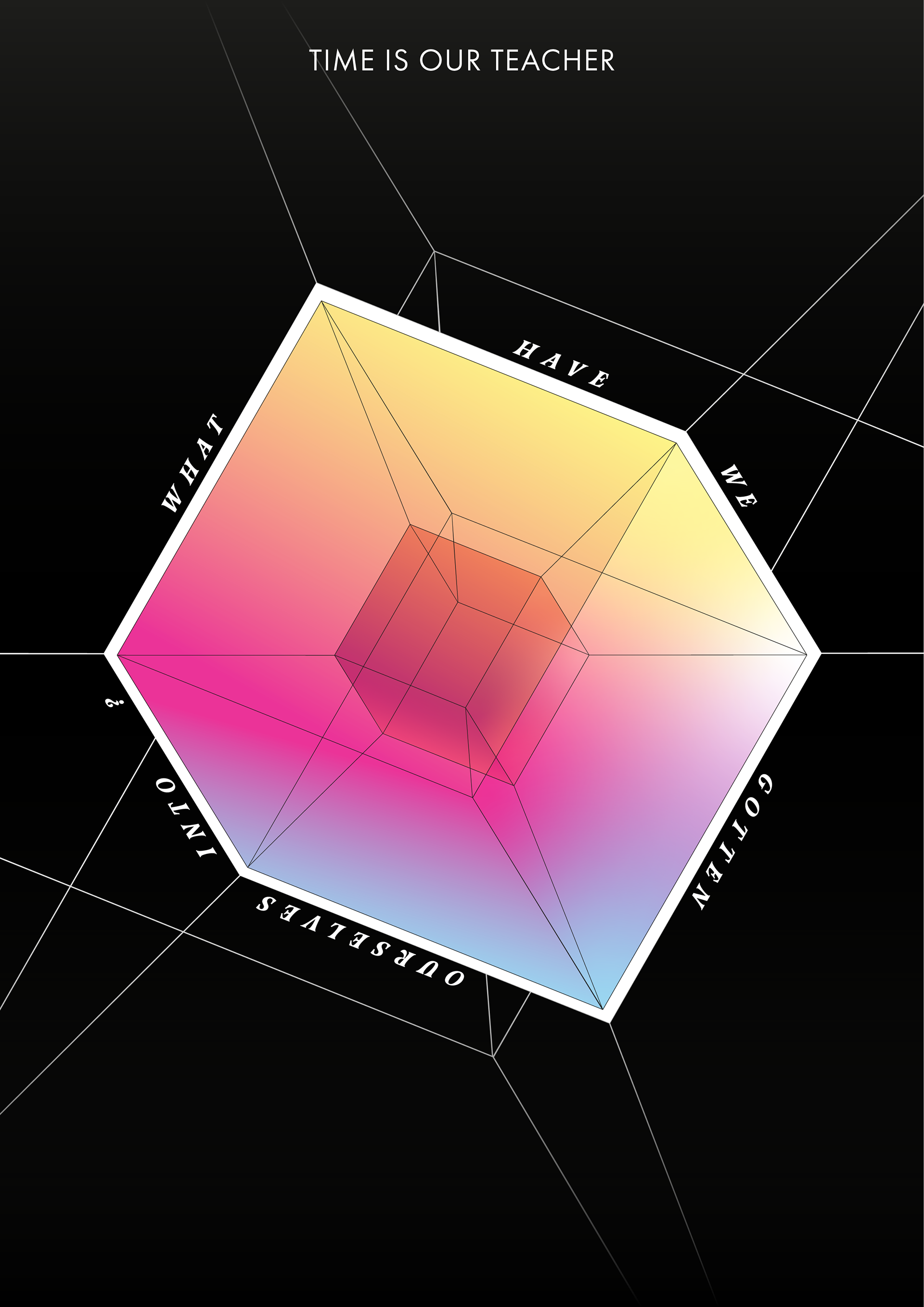 "Tesseract": A hypercube represents time as the fourth dimension, exploring how modern physics and theoretical discoveries challenge our understanding of reality.