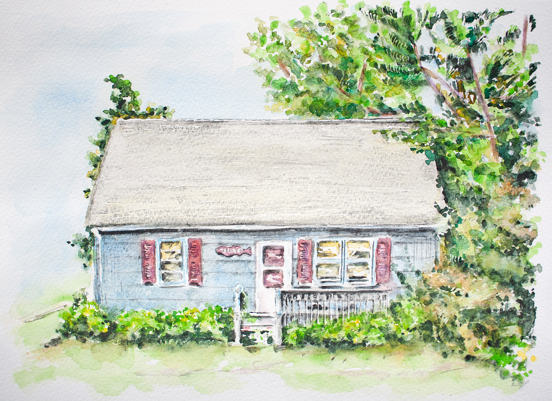Custom watercolor house portrait