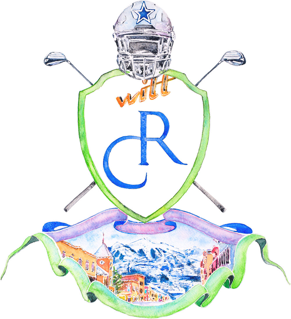 Custom crest made for a birthday card for a Dallas Cowboys fan and golf enthusiast from Telluride town in Colorado