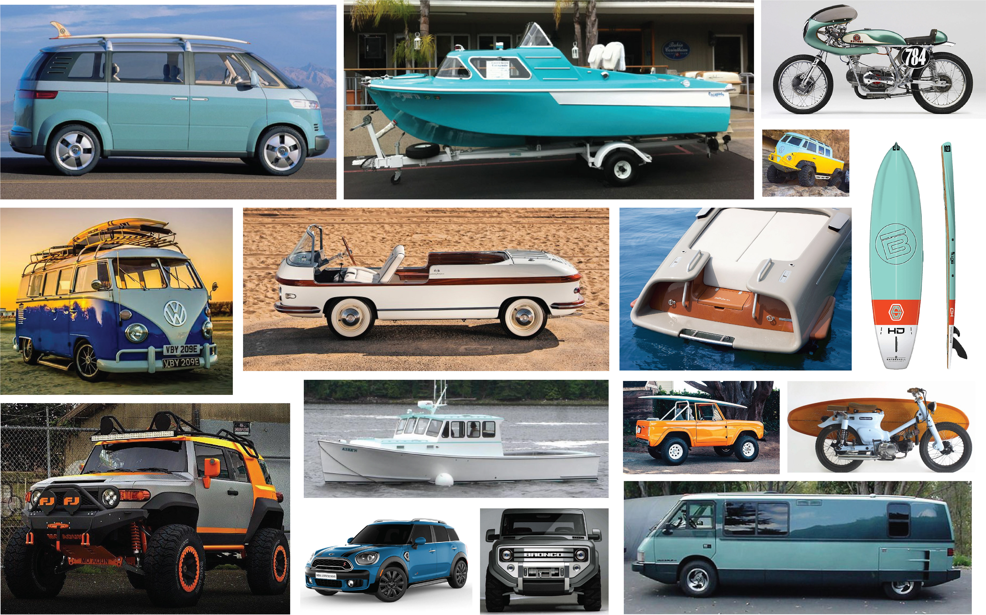 GigaWave Mood Board:  Playful, Fun, Funky, Retro, Rugged, Capable, Sport-Utility, Iconic