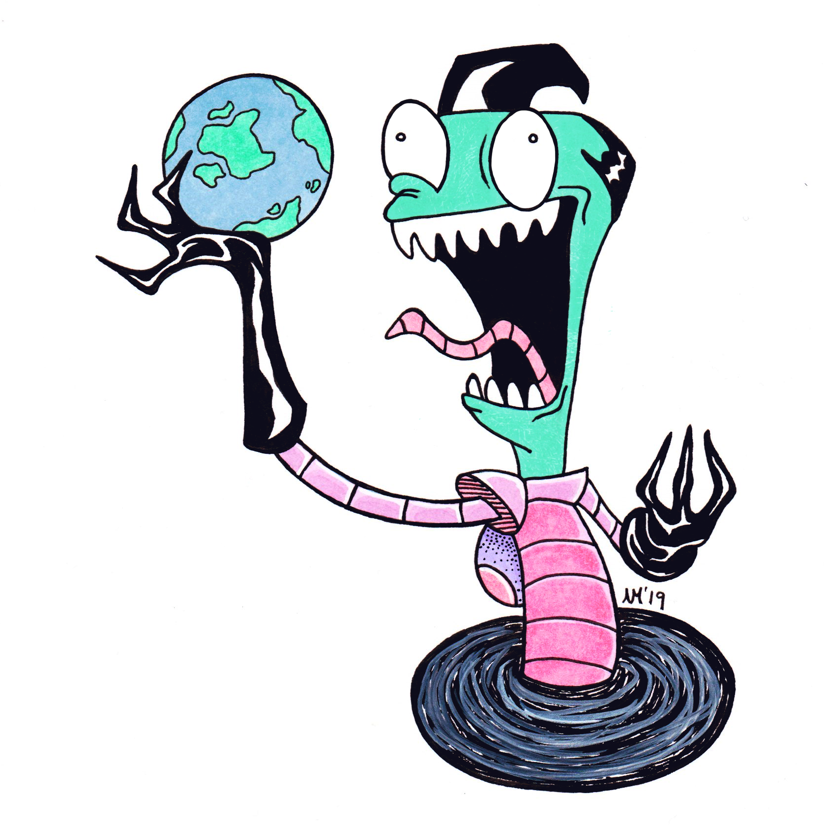 Invader Zim - Ink + Copic Marker + Colour Pencil