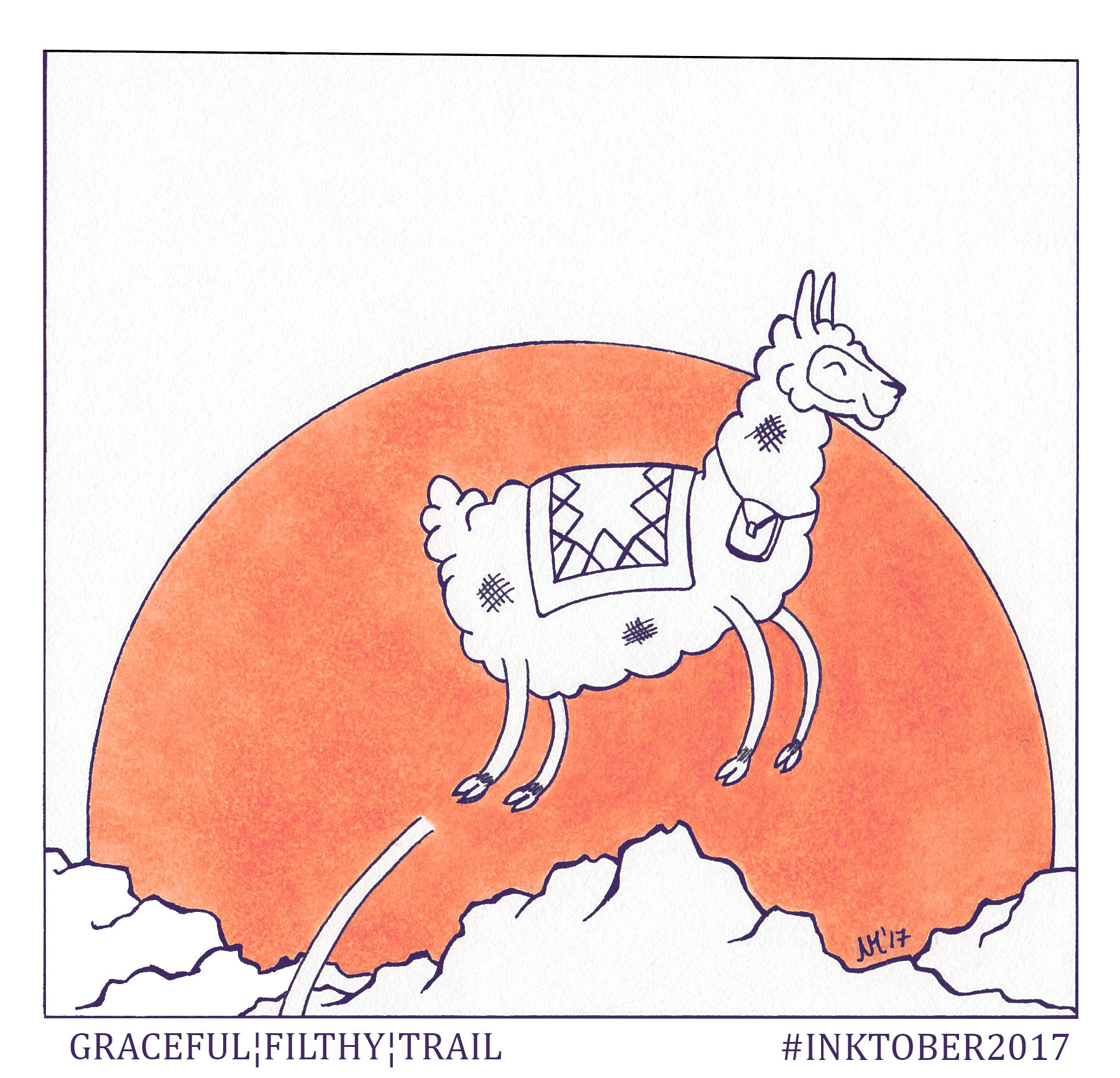 Llama - Ink + Copic Marker