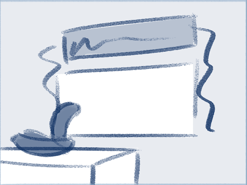 storyboard first pass (yes, we were originally going with a swan)
