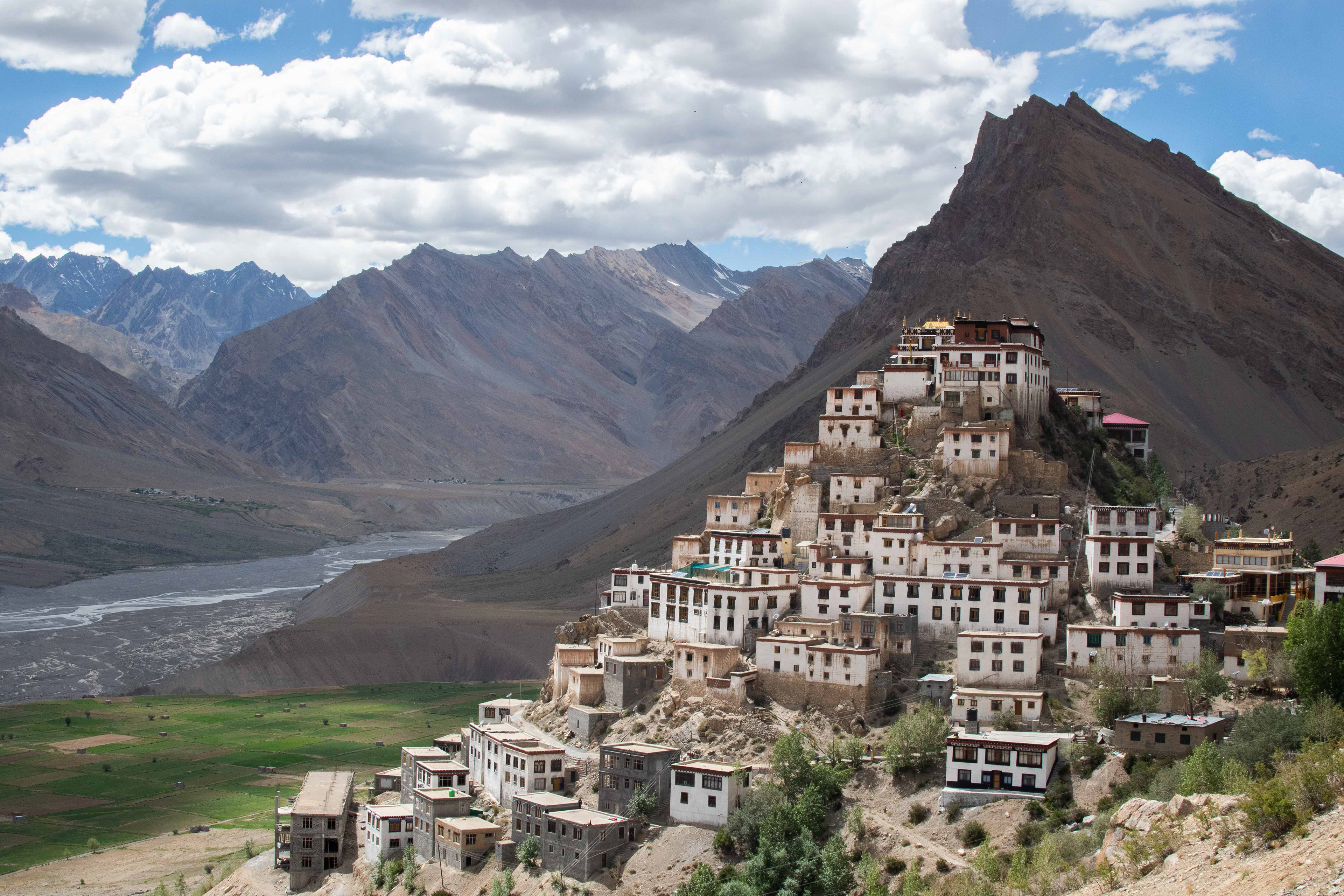 The imposing Key Monastery. The main temple, situated on the summit creates the focal point for the community.