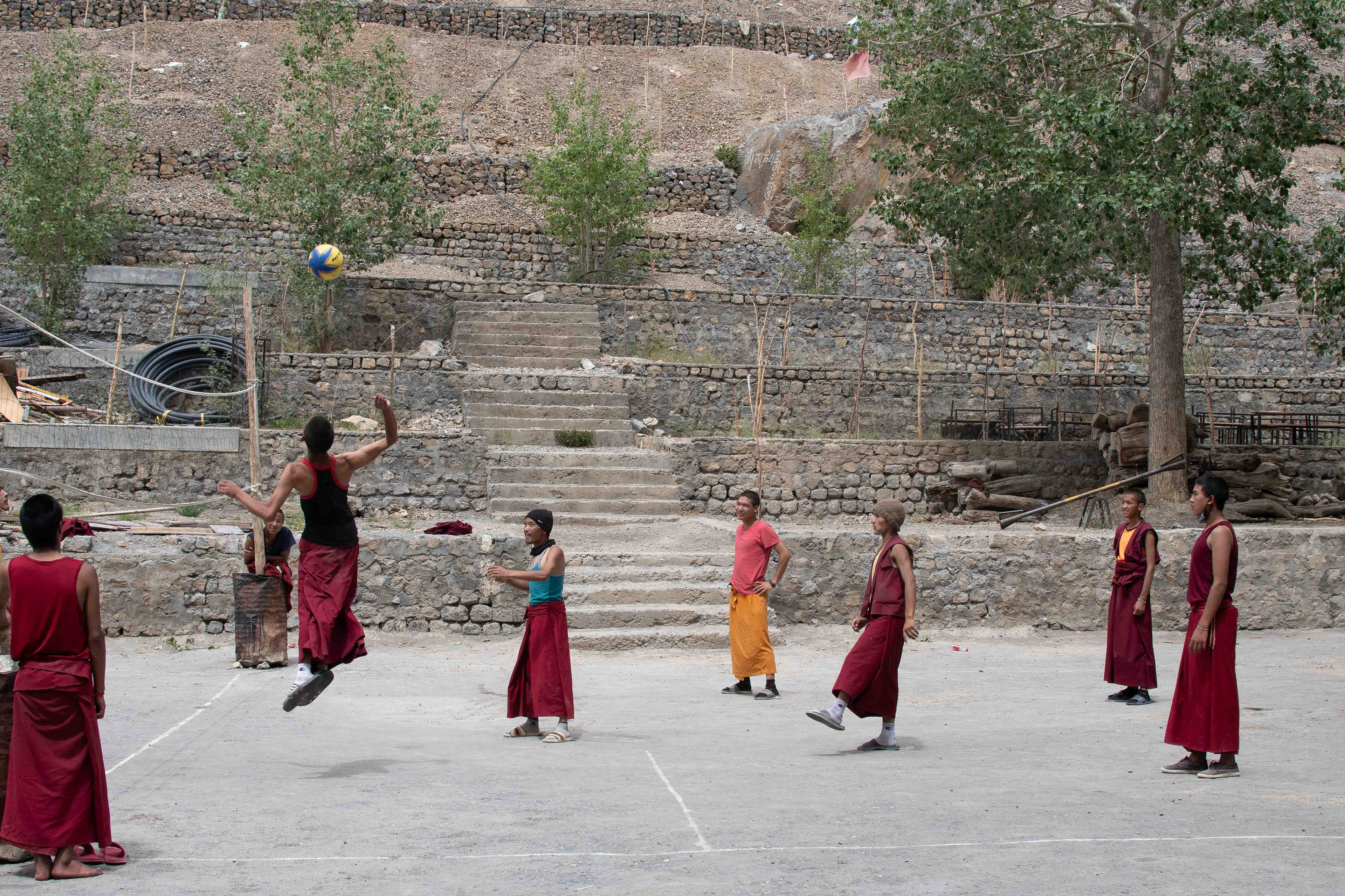 The younger monks of Key Monastery take their extra curricular activities very seriously. Volleyball and Cricket being particular favourites.