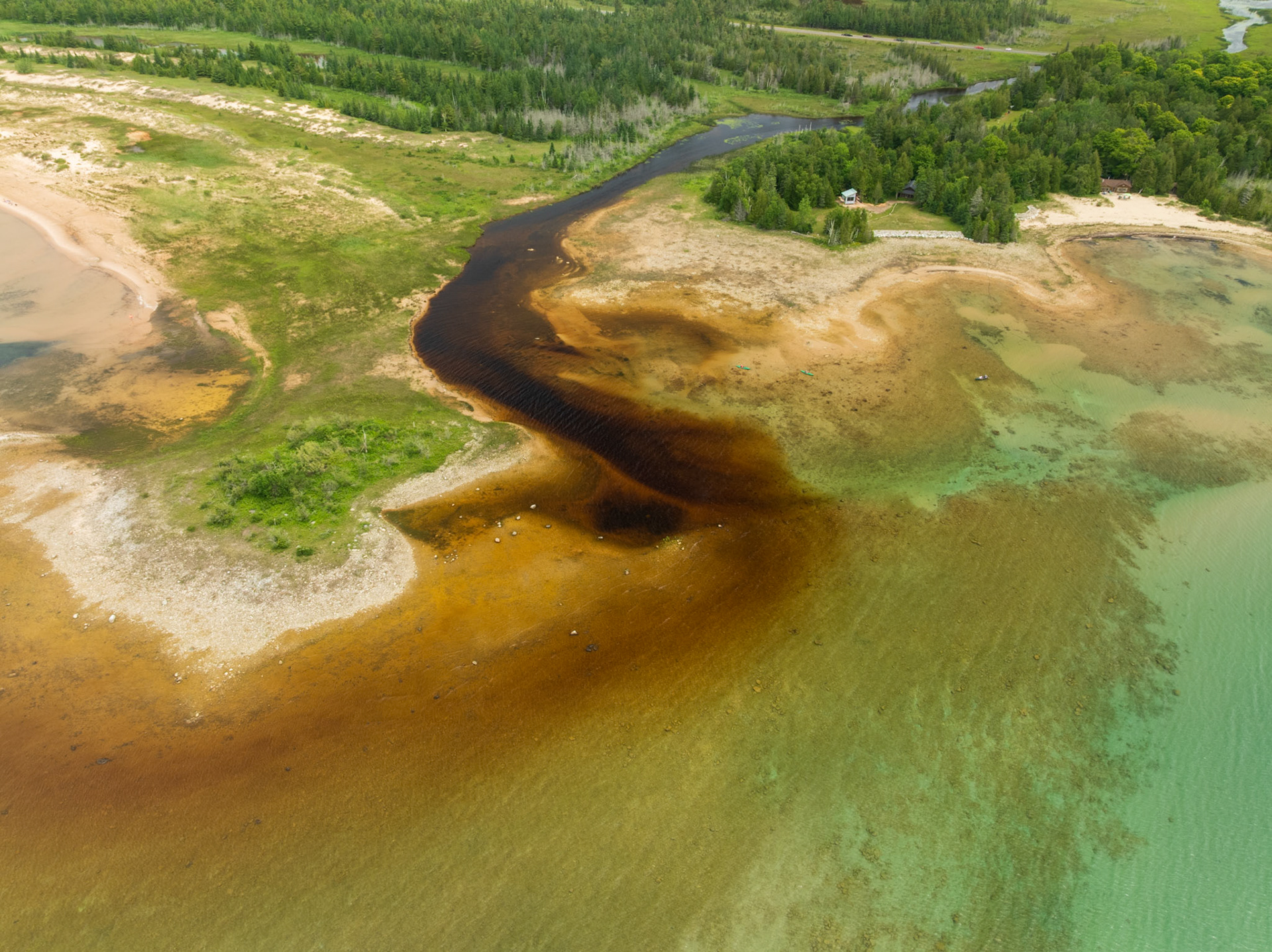 River emptying into Lake Michigan