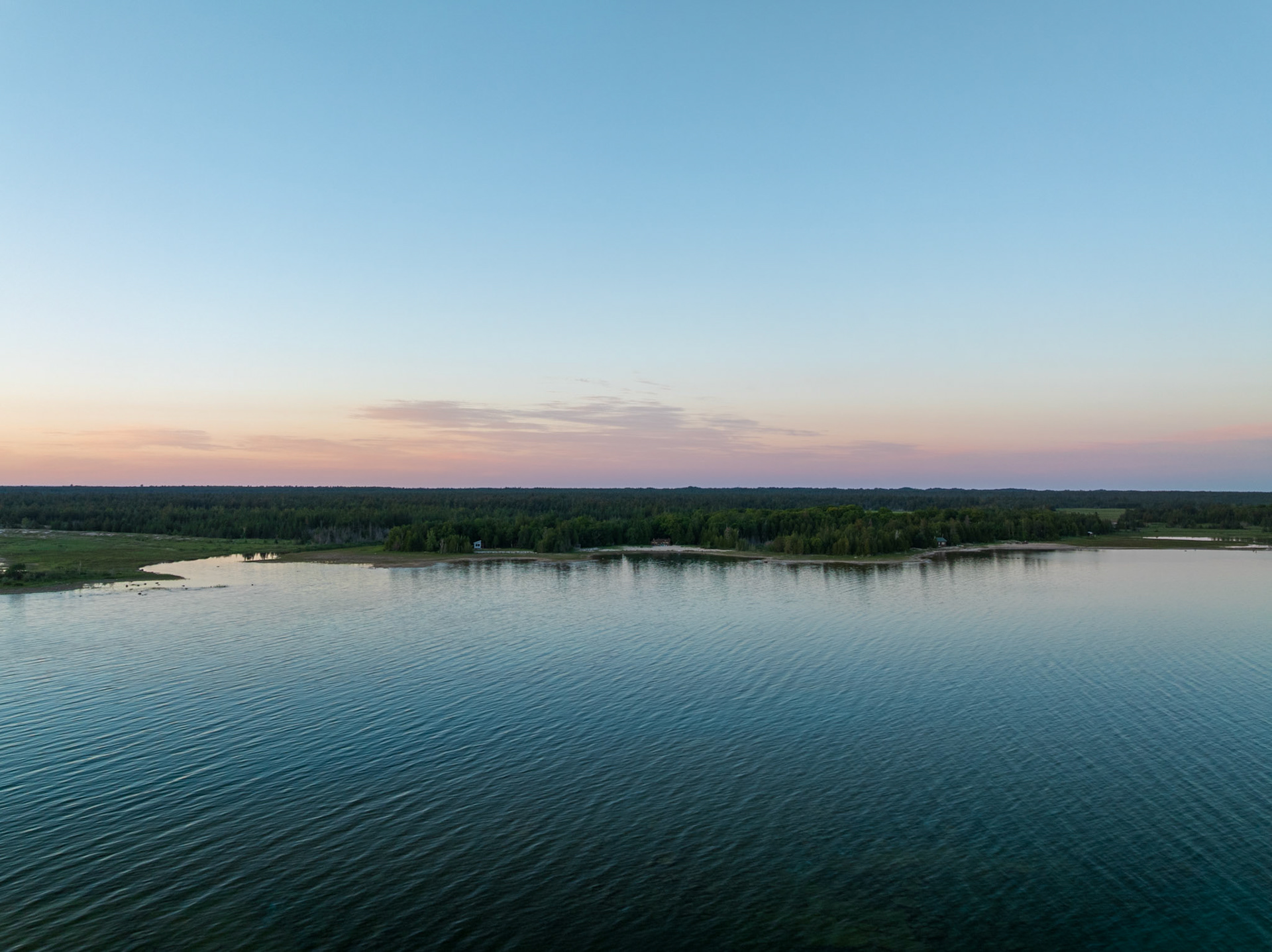 North from Lake Michigan near sunset