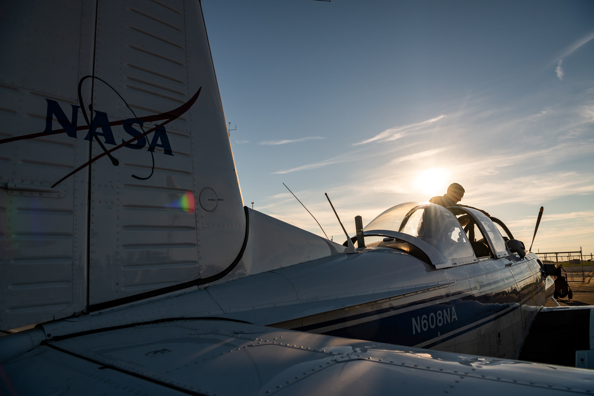 NASA Glenn Pilot Kurt Blankenship calls it a day after a research flight over Cleveland.