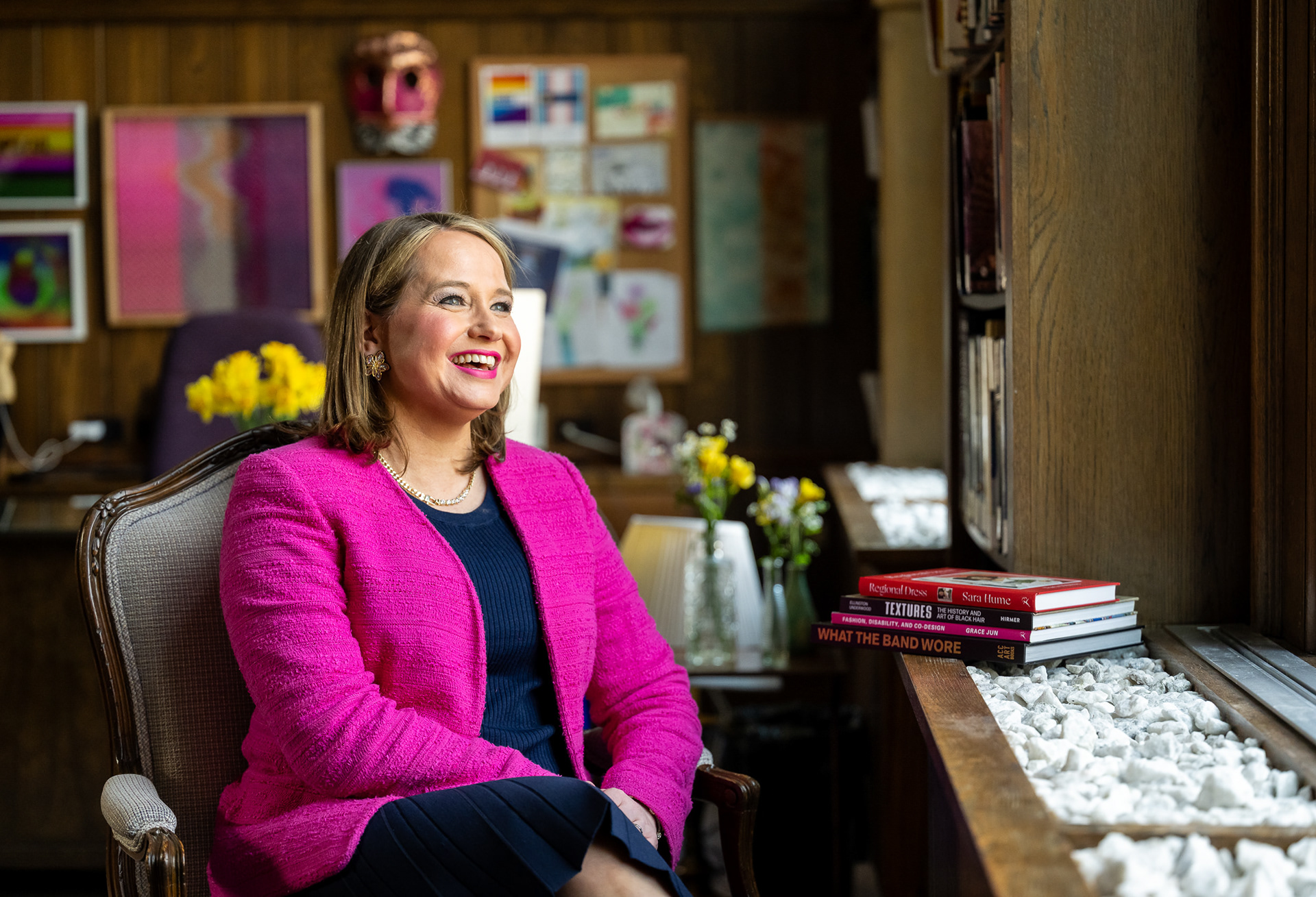 Walking down Main Street on the Kent Campus, you might notice the beauty of front campus, the Rock, budding trees, and the new business building. But what you might not realize is you would also be passing a world-class museum housed within historic Rockwell Hall.    Enter Sarah Spinner Liska, J.D., Ph.D. A force of nature who is rethinking the vision of the Kent State University Museum by increasing student participation and programming and partnering with cultural influencers across the country to showcase the world-class collection that lives right here on the Kent Campus.  
