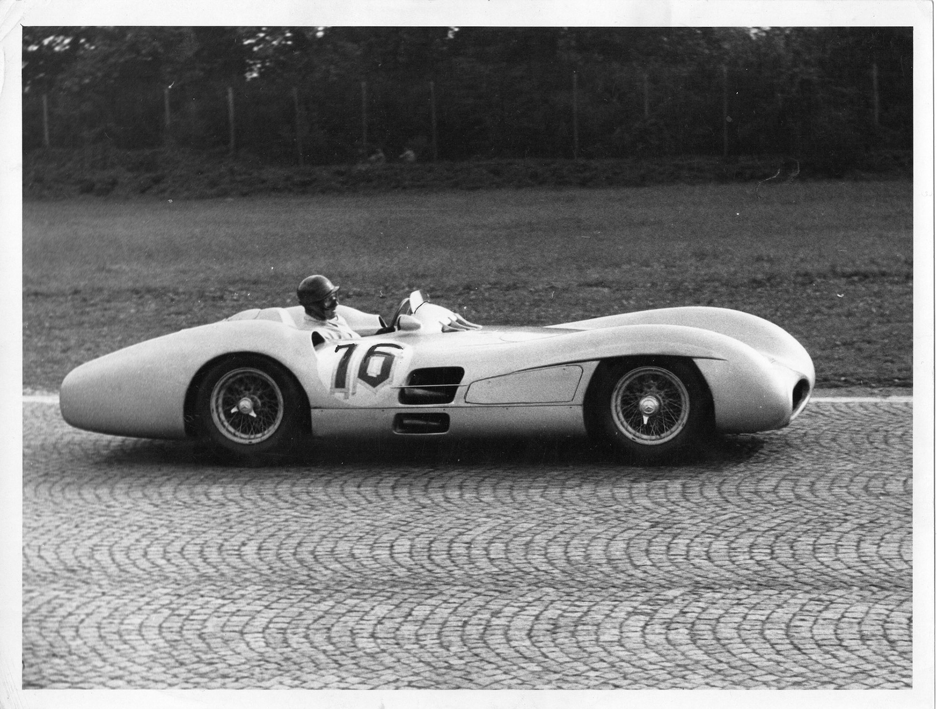 Juan Manuel Fangio in the Italian Grand Prix in Monza in 1955