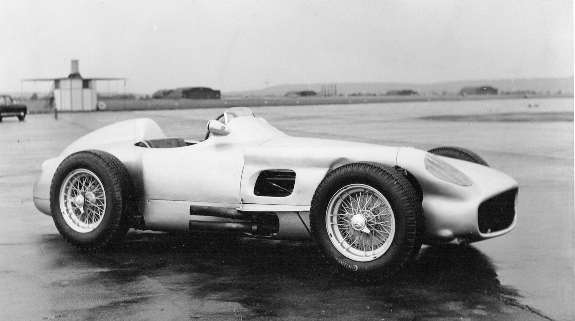 W196 Mercedes Benz Formula 1 car, design by Rudolph Uhlenhaut, which debuted in the 1954 French Grand Prix. It was made lighter and shorter than its predecessor for the Grand Prix of Europe in Monaco.