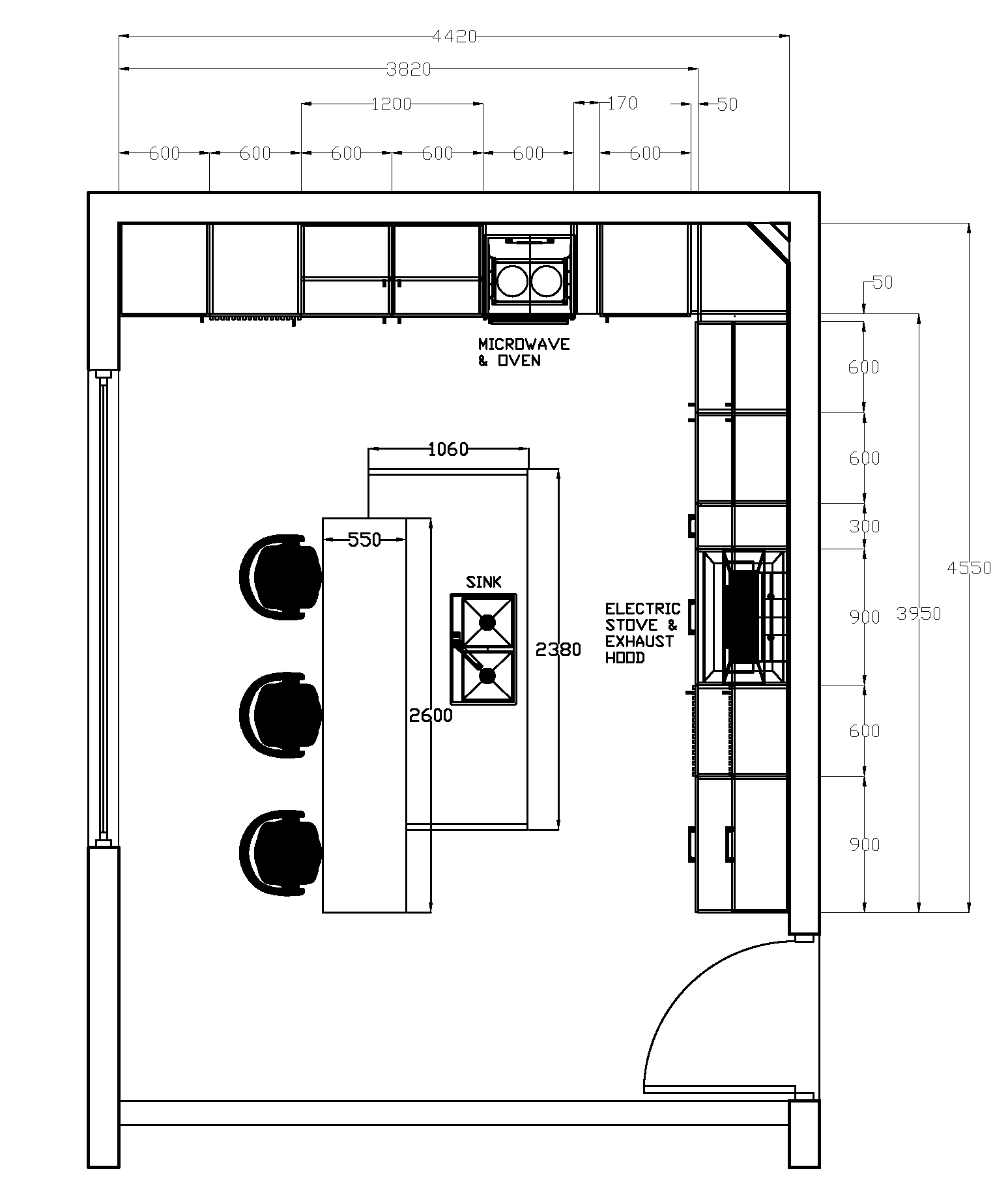 Floor plan of the kitchen