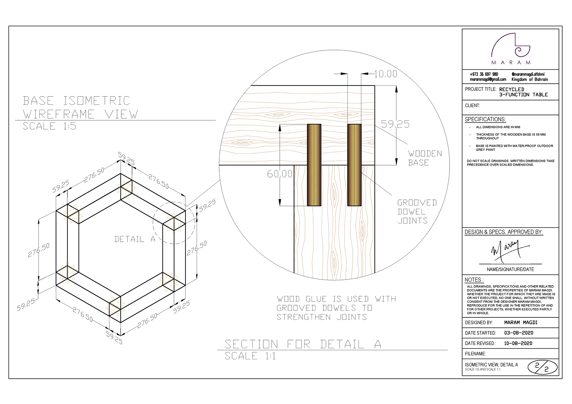 Technical drawings (part 2). Note: Drawings are not to scale