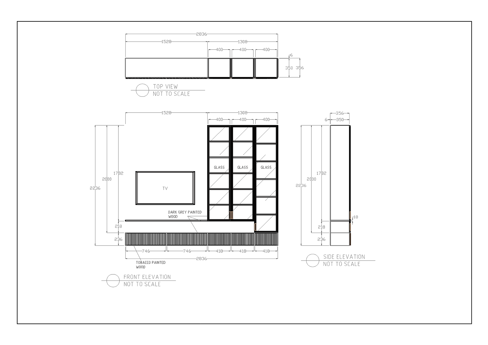 Working drawings of TV unit