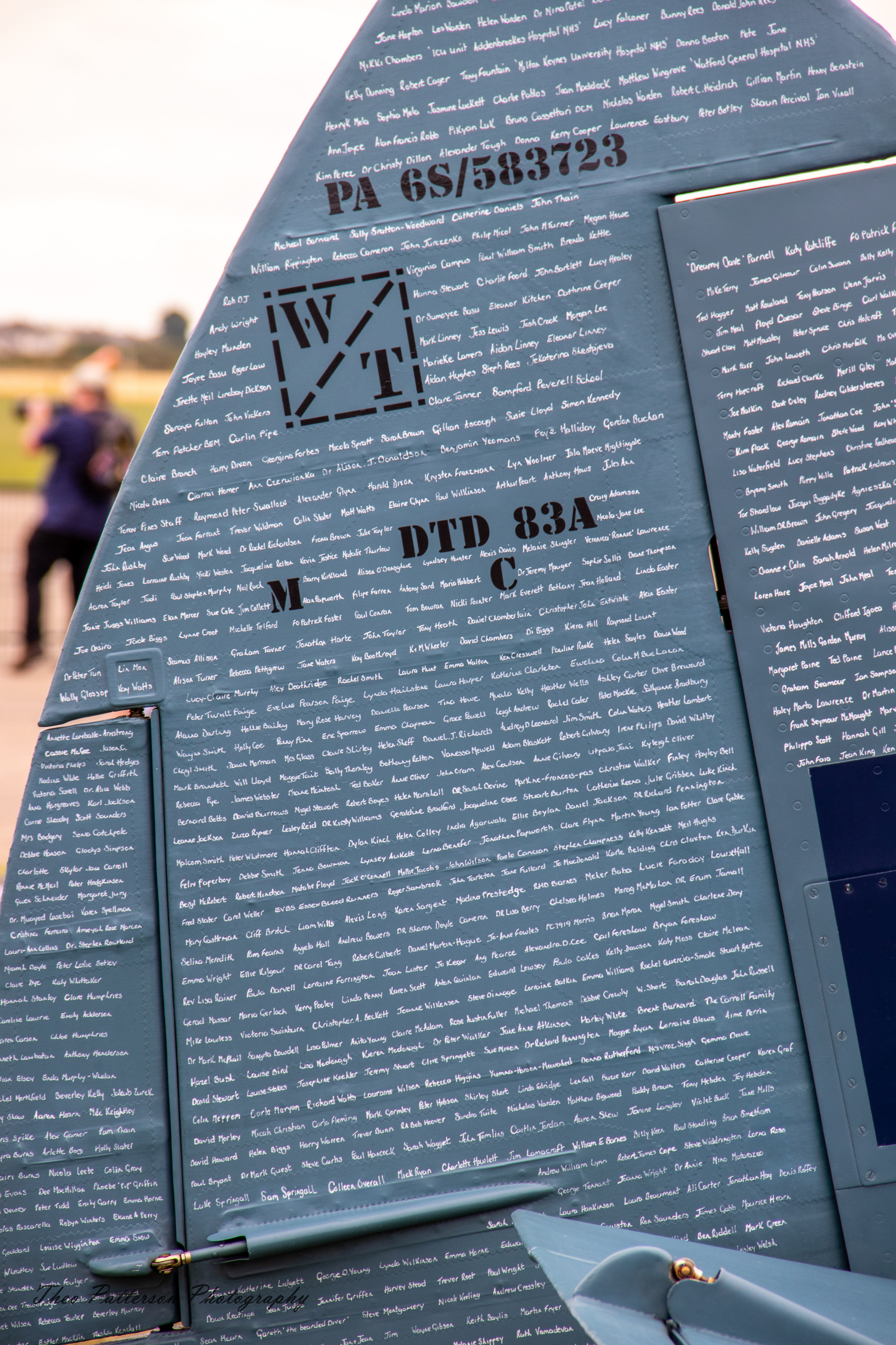 The Names of Local Heroes Painted on The NHS Spitfire (PL983)