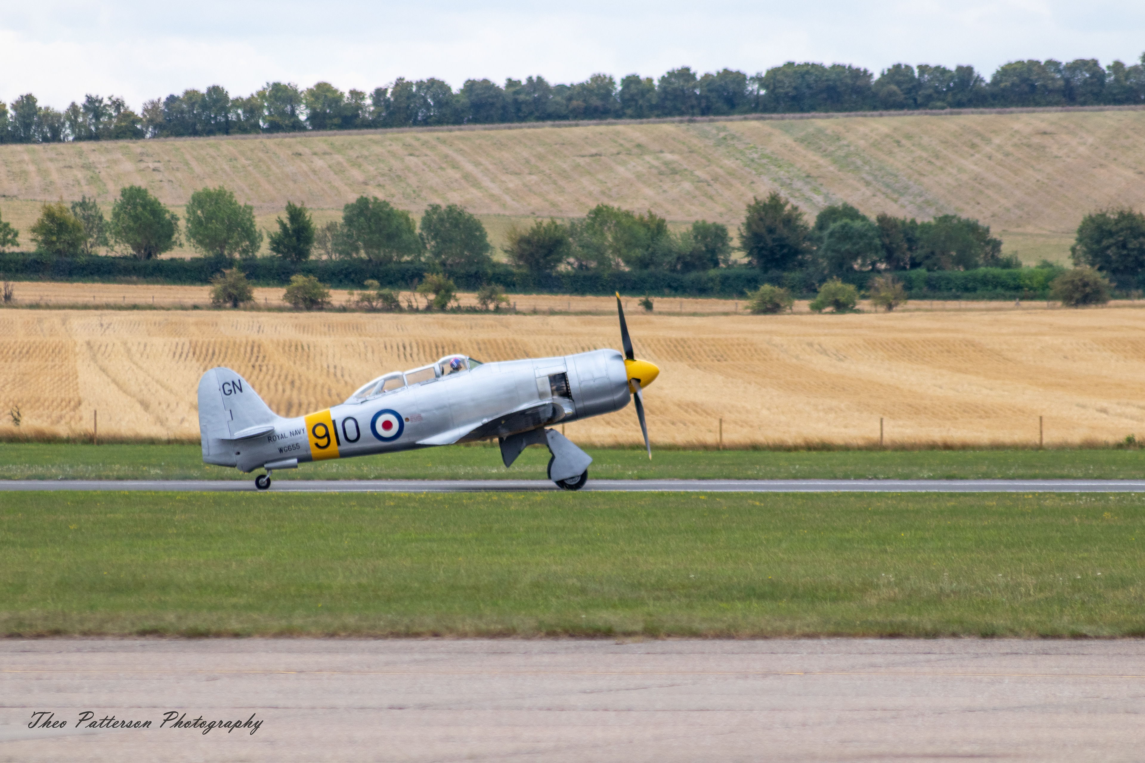 Hawker Sea Fury G-INVN taking off on the morning of the showcase day, sadly on this aircraft's afternoon flight she suffered an engine failure and had to make a forced landing in a nearby field, thankfully both pilot and passenger only suffered minor injuries but the airframe is very badly damaged... Hopefully we will see her fly again one day in the future.