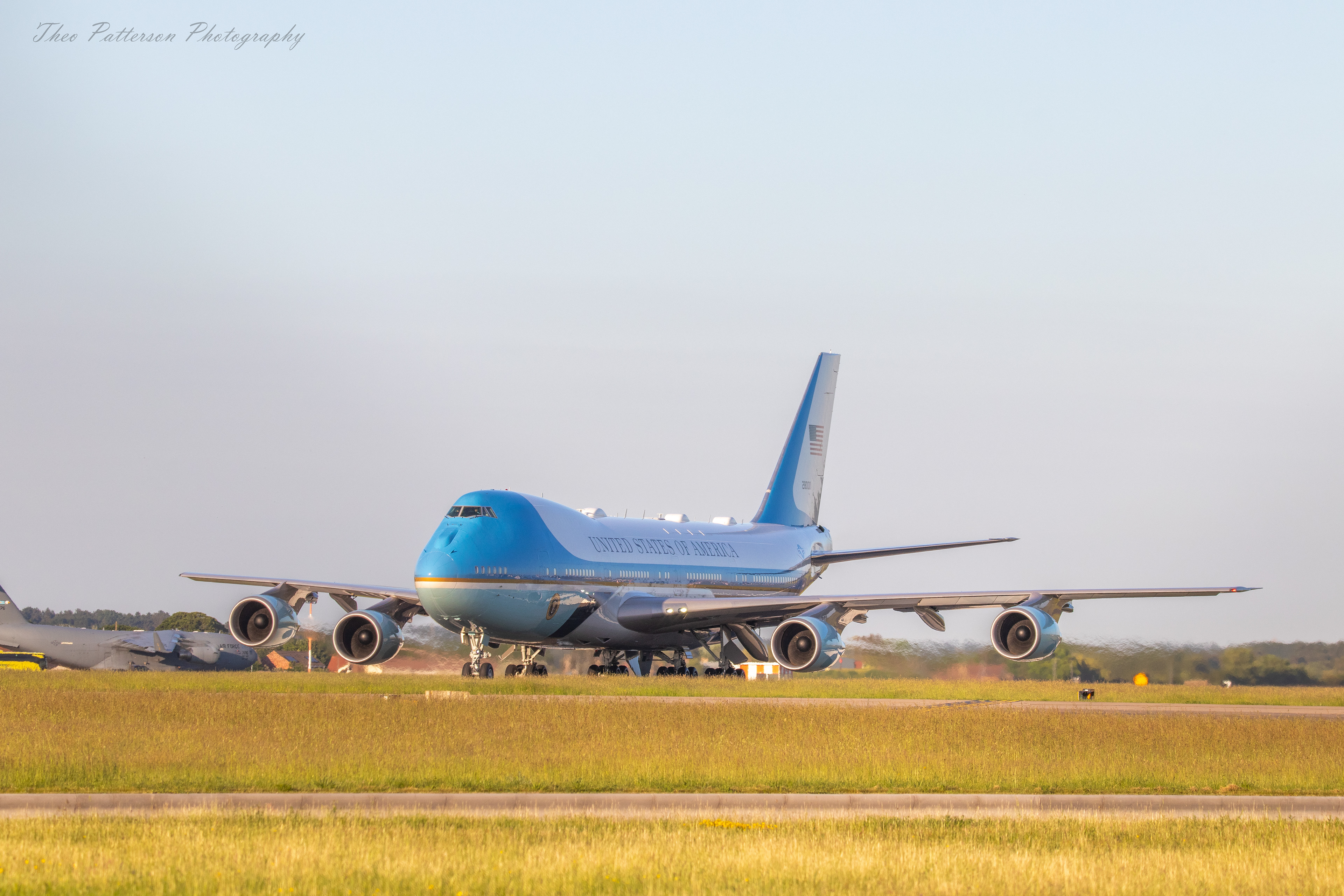 Boeing VC-25 "Air Force One" slowing down on the runway at RAF Mildenhall. Tail Number - 28000