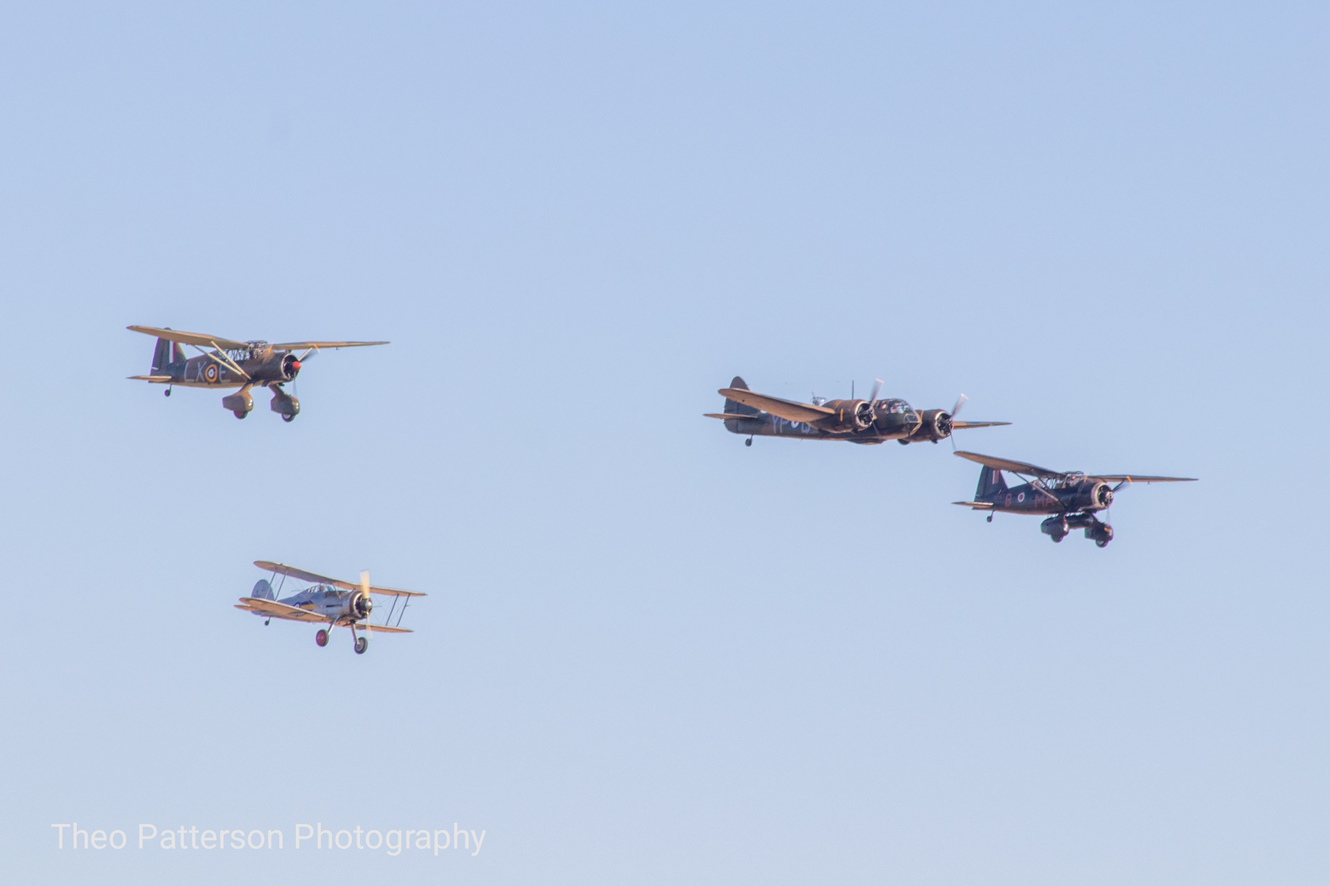 Bristol Blenheim Mk I , 2 Westland Lysander MkIII 's and a Gloster Gladiator Mk 1