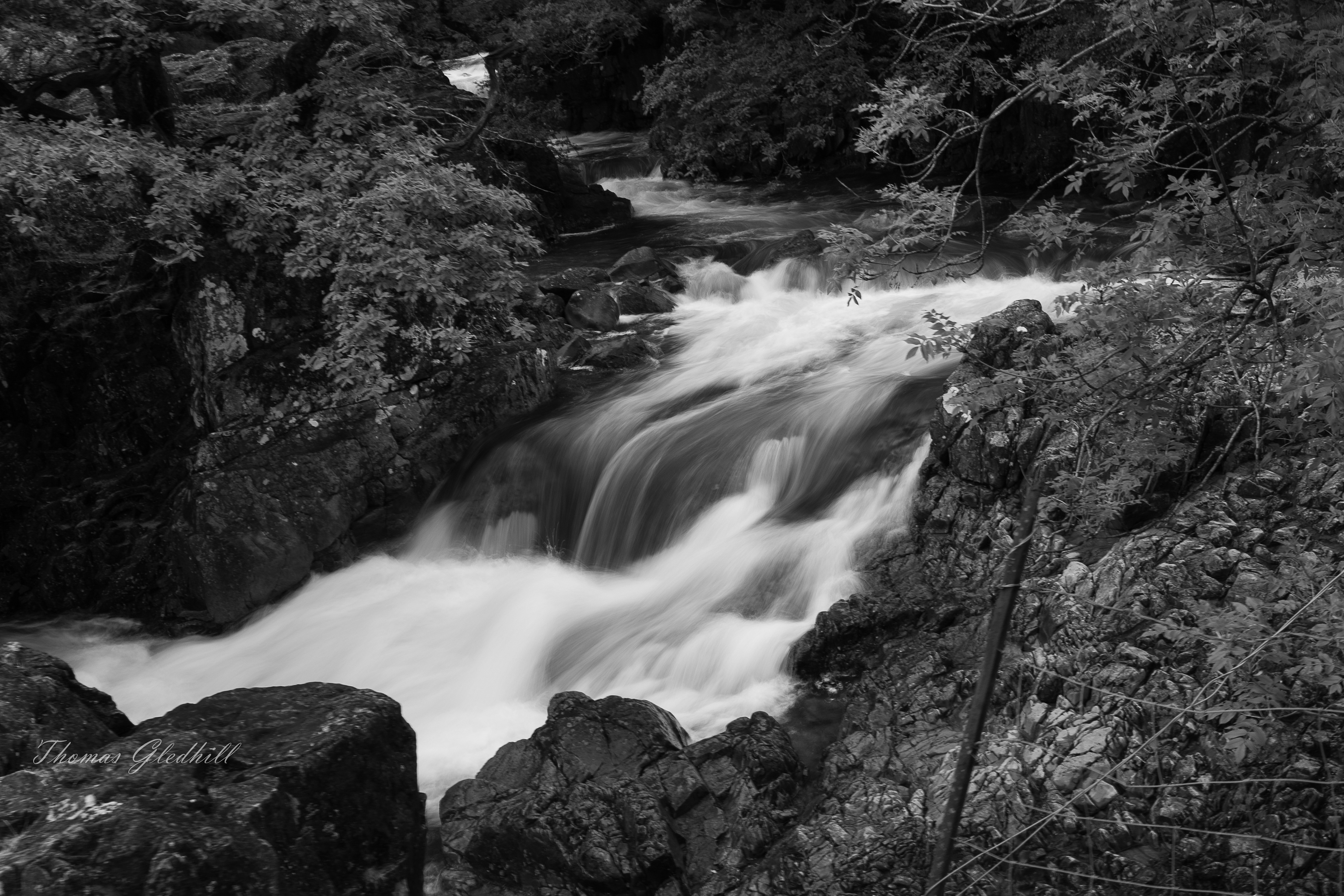 Galleny Force Waterfall B/W