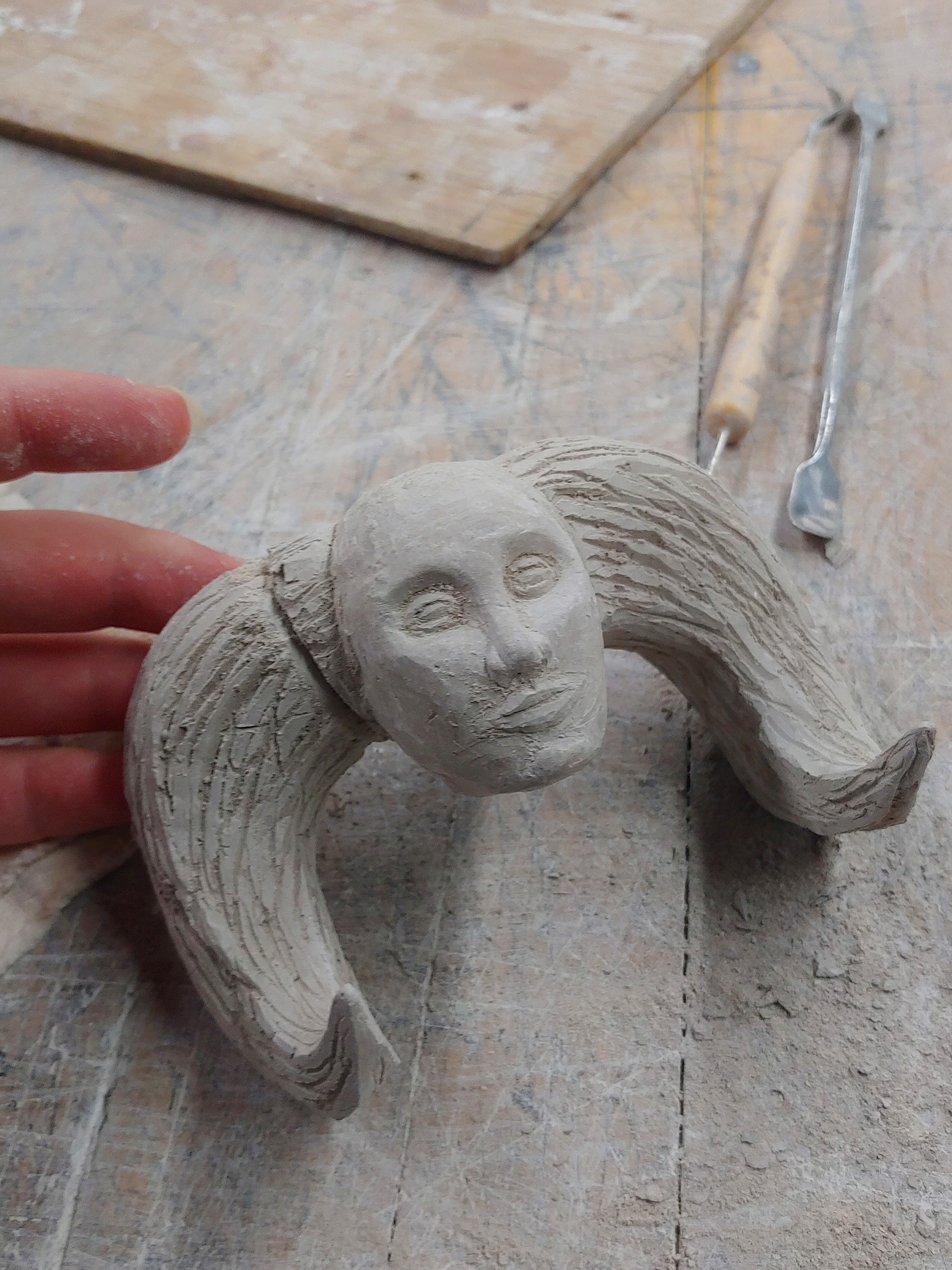 The sculpture was cut into three separate parts.