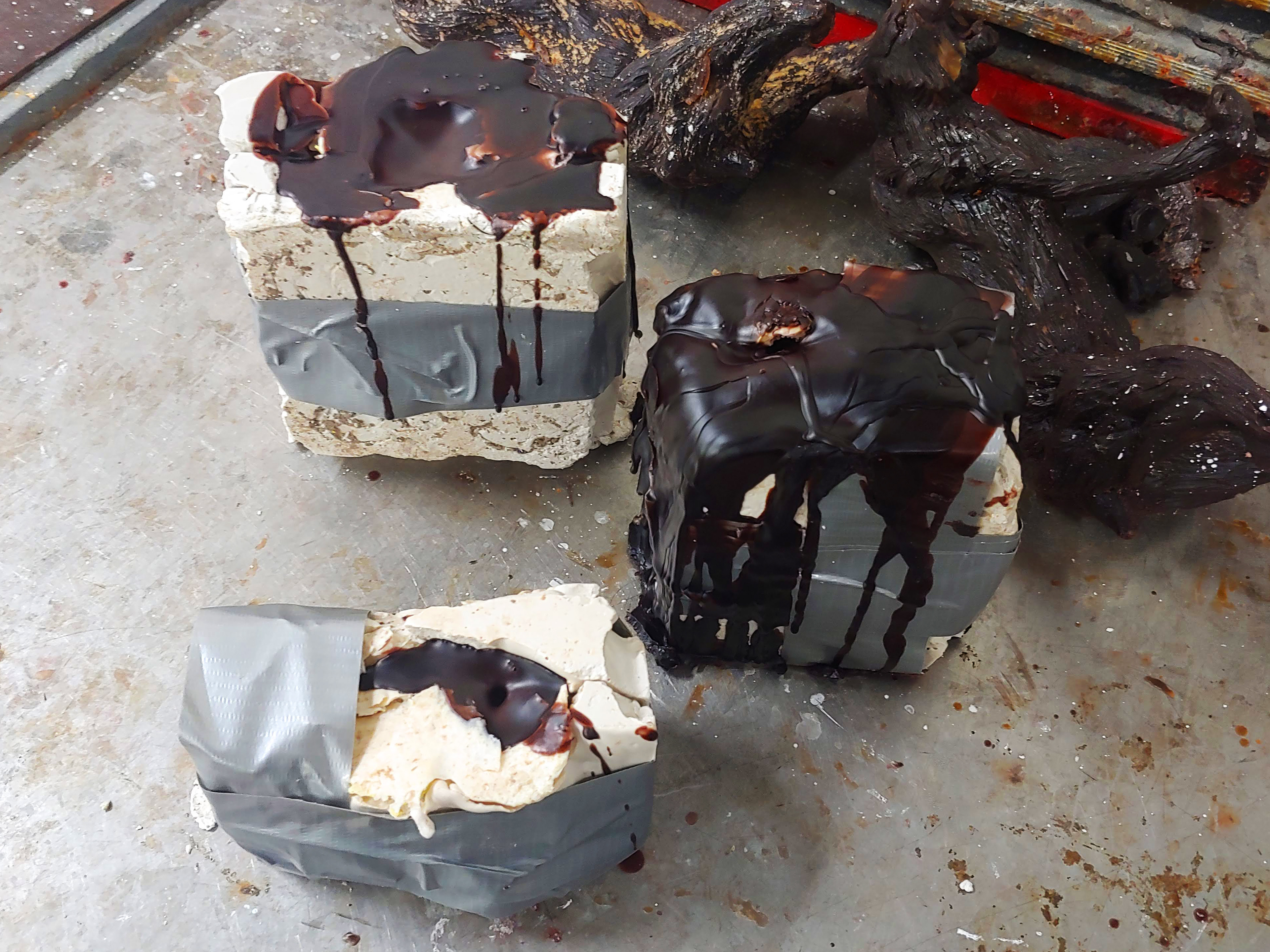 The molds were filled with wax.