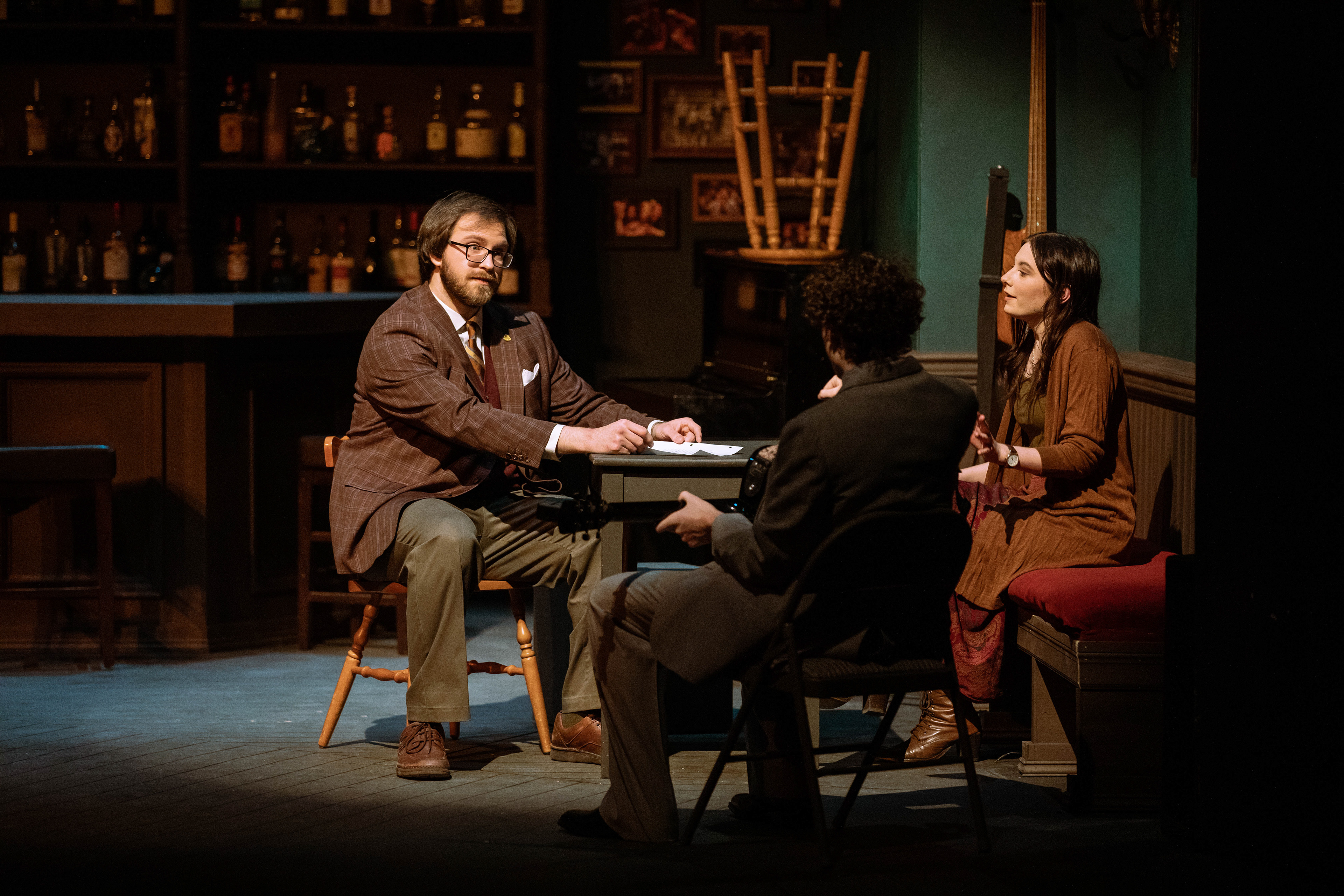 Members of UO theater act in a dress rehearsal for the winter musical "Once". 'Once' is free for students and opens up on Friday, Feb. 25, 2022 at 7:30 P.M. (Maddie Stellingwerf/Emerald)