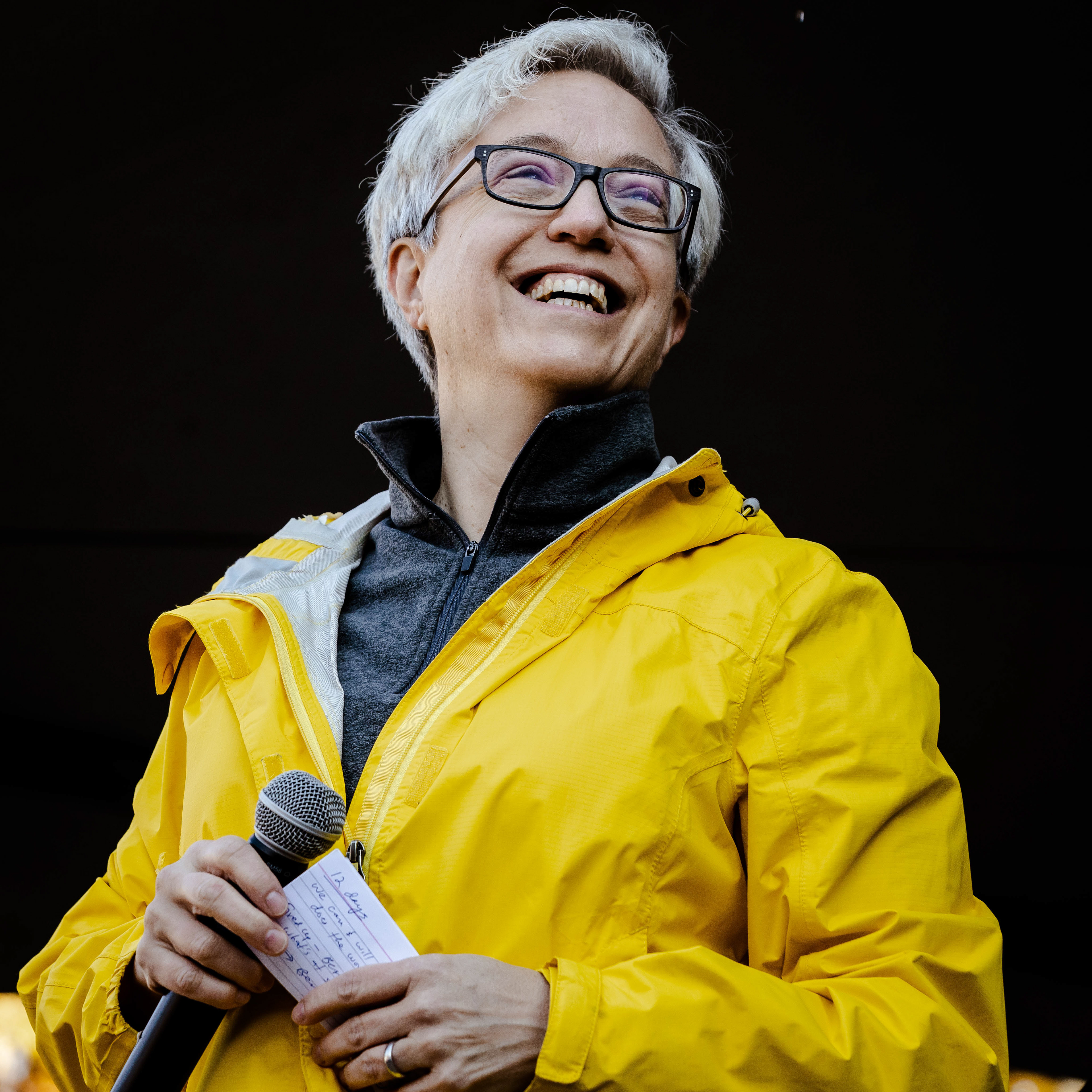 Tina Kotek pauses her speech for a moment to take in the crowd as she prepares to introduce the special guest of the rally, Senator Bernie Sanders. Vermont Senator Bernie Sanders joined Oregon’s Democratic party leaders at the University of Oregon’s Erb Memorial Union for a rally in support of Oregon Democrat Gubernatorial candidate Tina Kotek, on Thursday, Oct., 27th, 2022. (Maddie Stellingwerf/ Emerald)