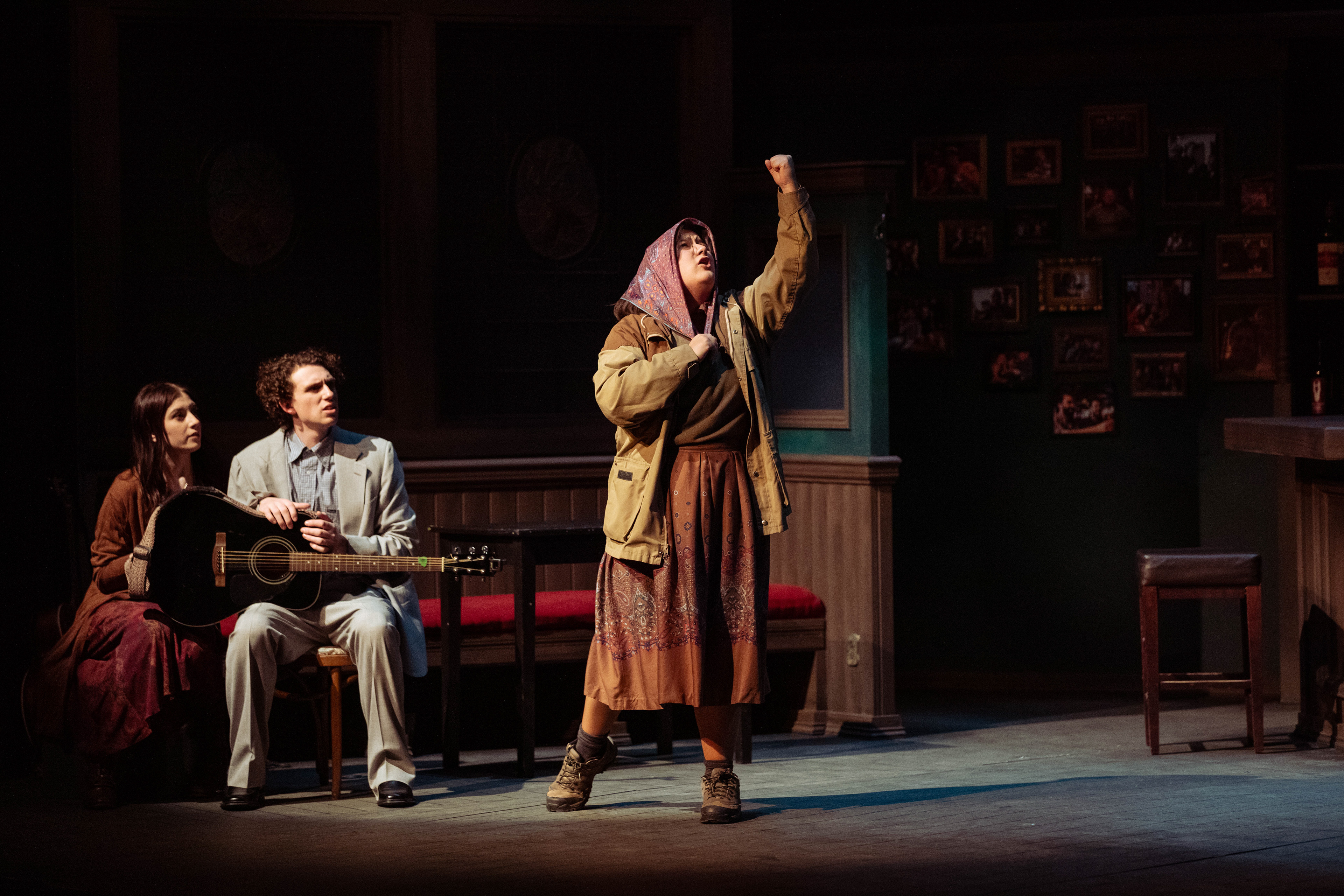 Members of UO theater act in a dress rehearsal for the winter musical "Once". 'Once' is free for students and opens up on Friday, Feb. 25, 2022 at 7:30 P.M. (Maddie Stellingwerf/Emerald)