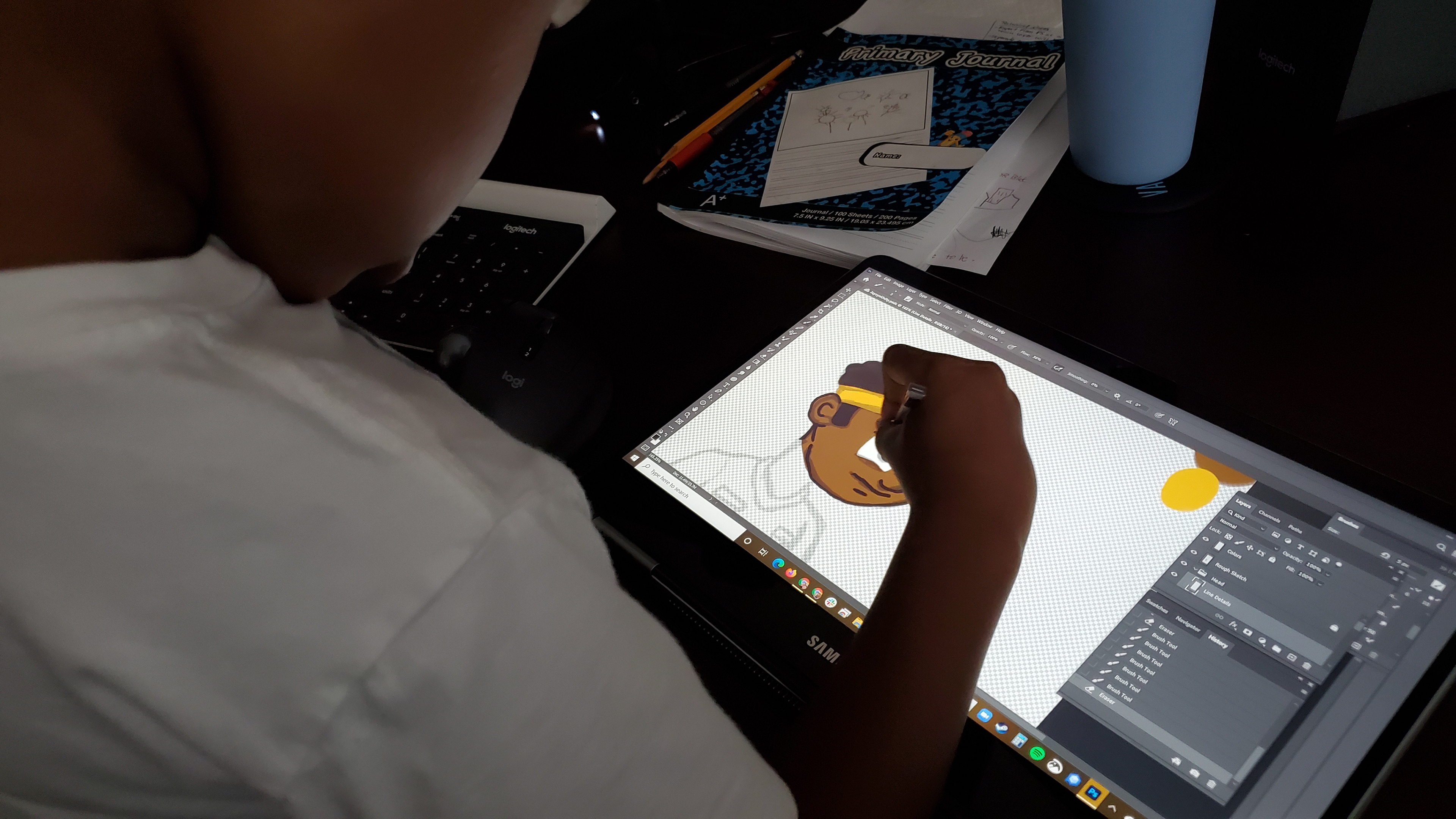 Jayvyn digitally drawing
