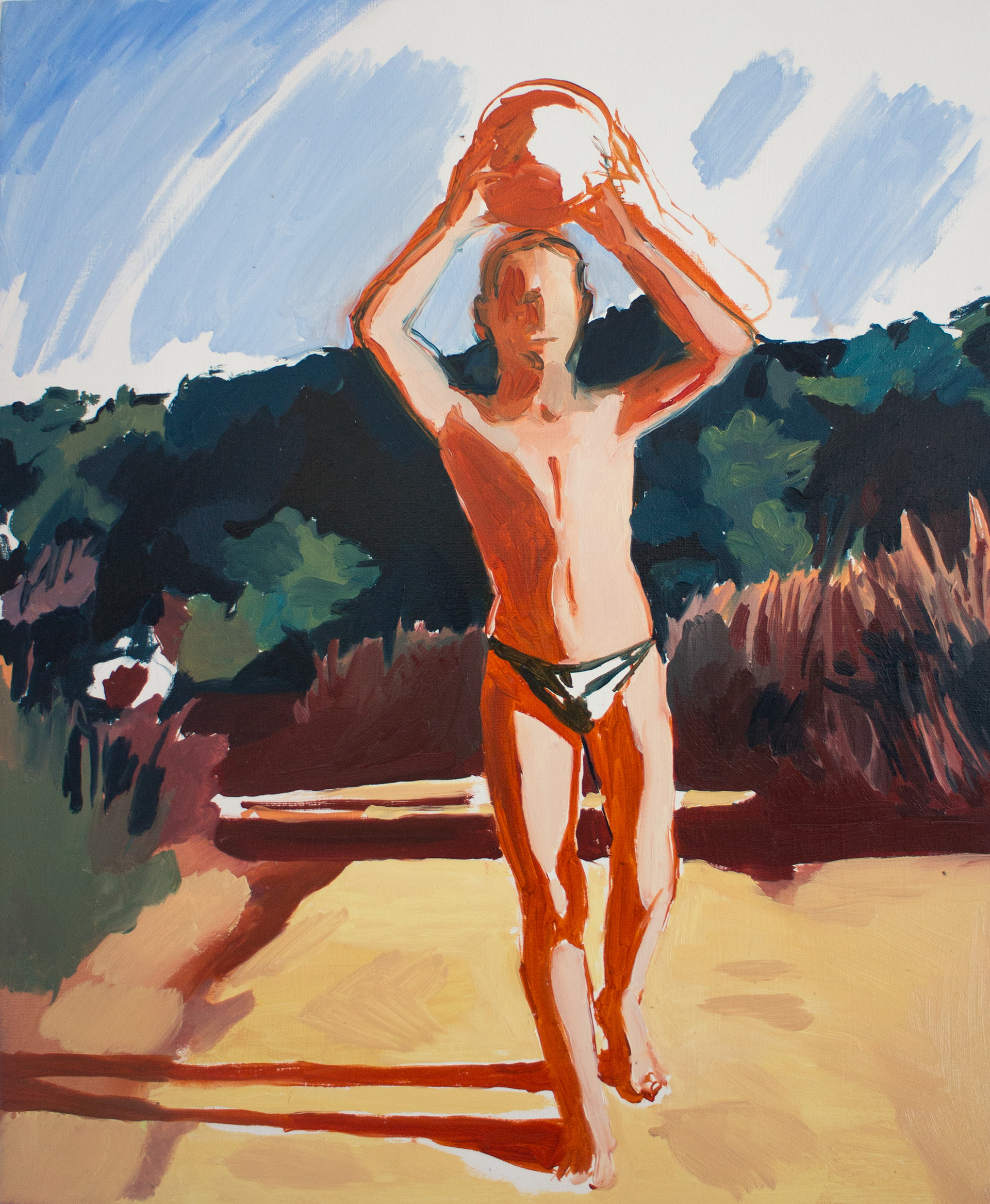 boy with watermelon, oil on canvas, 35x50 cm